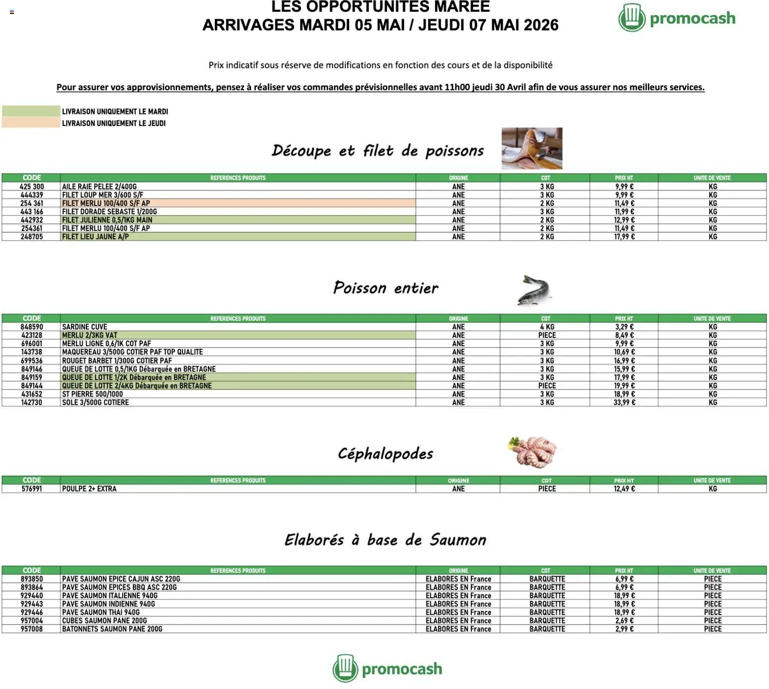 Prévisualisation de Promocash Opportunités Marée du magasin Promocash formulaire valide 05/05/2026