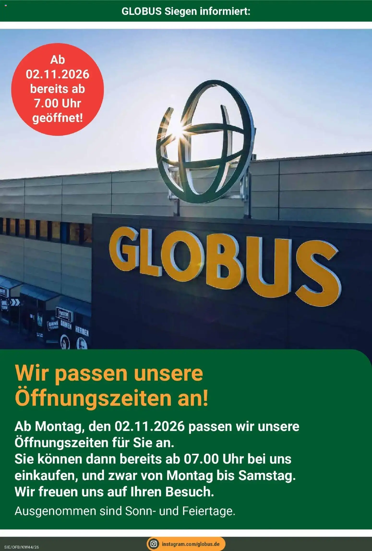 Vorschau von dem Prospekt des Geschäftes Globus, gültig ab dem 26.10.2026