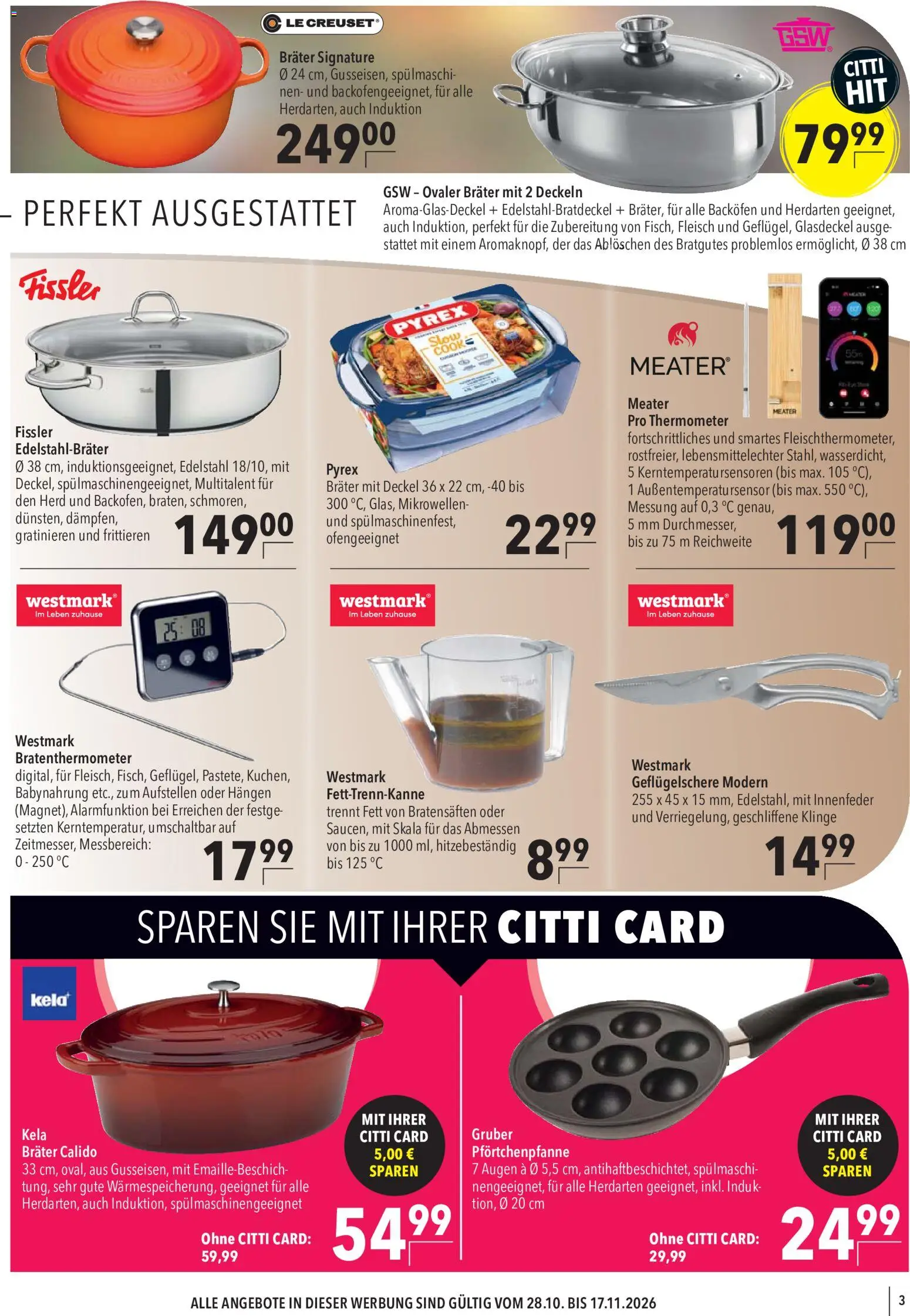 Vorschau von dem Prospekt des Geschäftes CITTI Markt, gültig ab dem 28.10.2026 - Backofen, Fleisch, Herd, Thermometer, Babynahrung