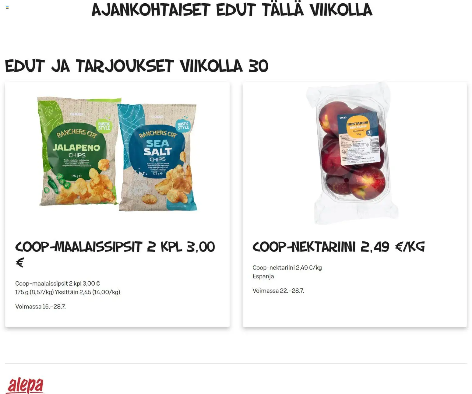 Kaupan Alepa Alepa tarjoukset esikatselu, voimassa 22/07/2026