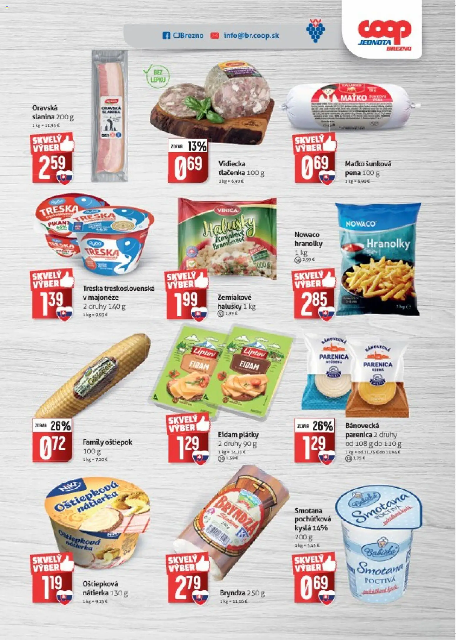 Náhľad COOP Jednota letáku platného od 14.10.2026 - Bryndza, Treska, Hranolky, Slanina, Nátierka, Tlačenka, Pena, Eidam