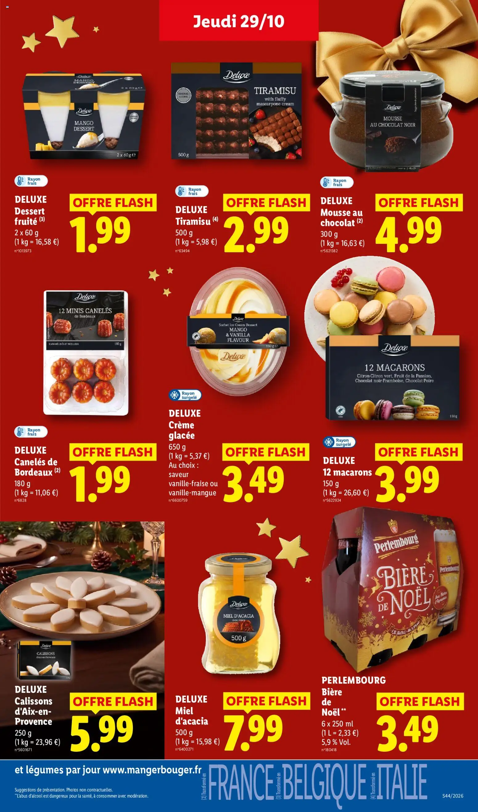 Prévisualisation de LIDL catalogue du magasin LIDL formulaire valide 29/10/2026 - Tiramisu, Dessert, Macarons, Bière, Miel, Chocolat noir, Dessert deluxe, Miel d'acacia