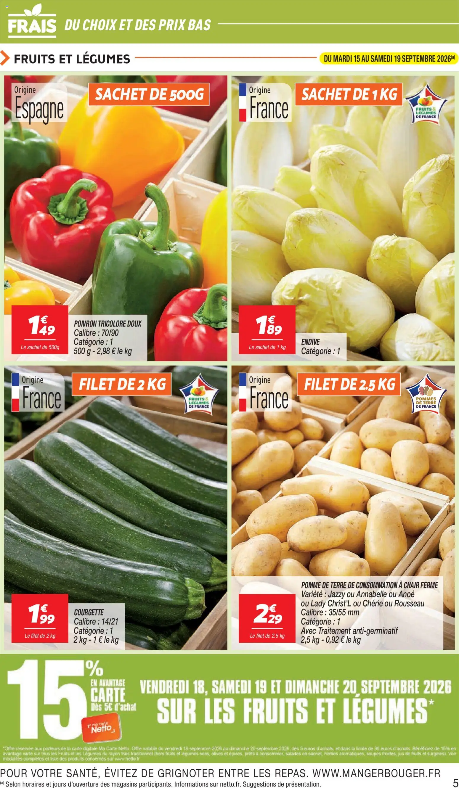 Prévisualisation de Netto 80% sur tous sun du magasin Netto formulaire valide 15/09/2026 - Fruits, Pomme, Courgette, Poivron, Jus de fruits, Jus, Pomme de terre de consommation, Les fruits et légumes