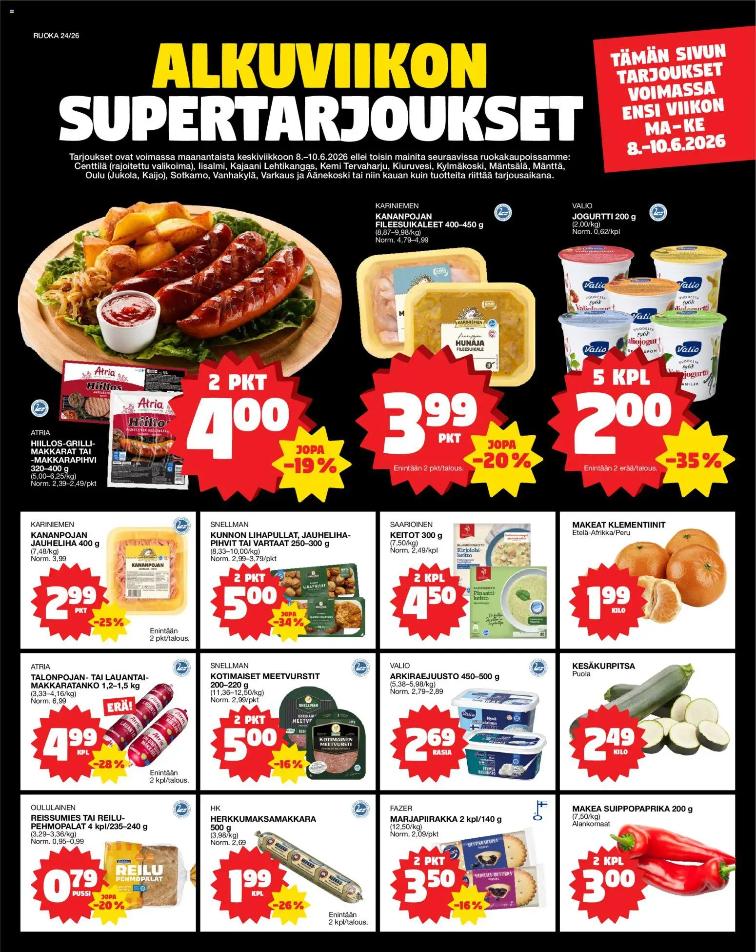 Kaupan Tokmanni Tokmanni ruokatarjoukset esikatselu, voimassa 08/06/2026