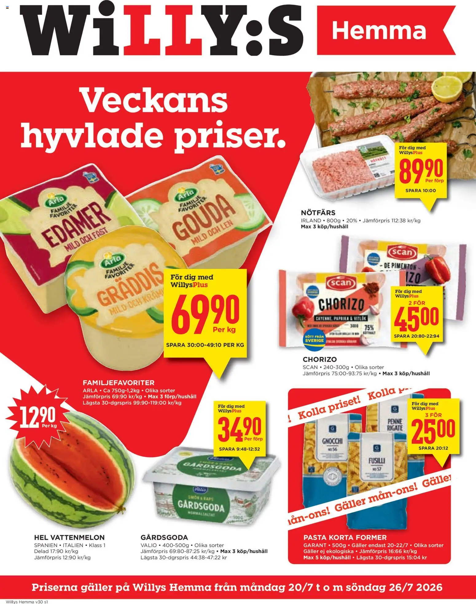 Förhandsgranska reklamblad Willys erbjudanden Hemma från butik Willys gäller från 20/07/2026
