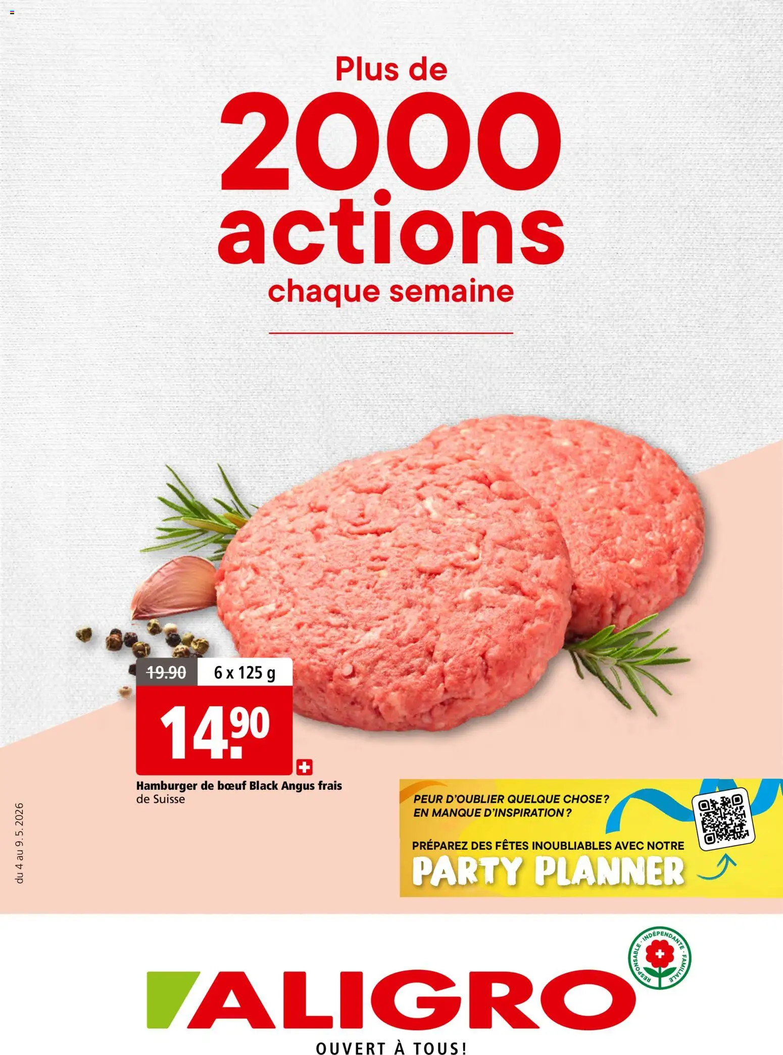Vorschau des Merkblatts Aligro aktionen 2000 Chavannes, Matran, Genève, Sion vom Shop Aligro gültig von 04.05.2026 bis 09.05.2026
