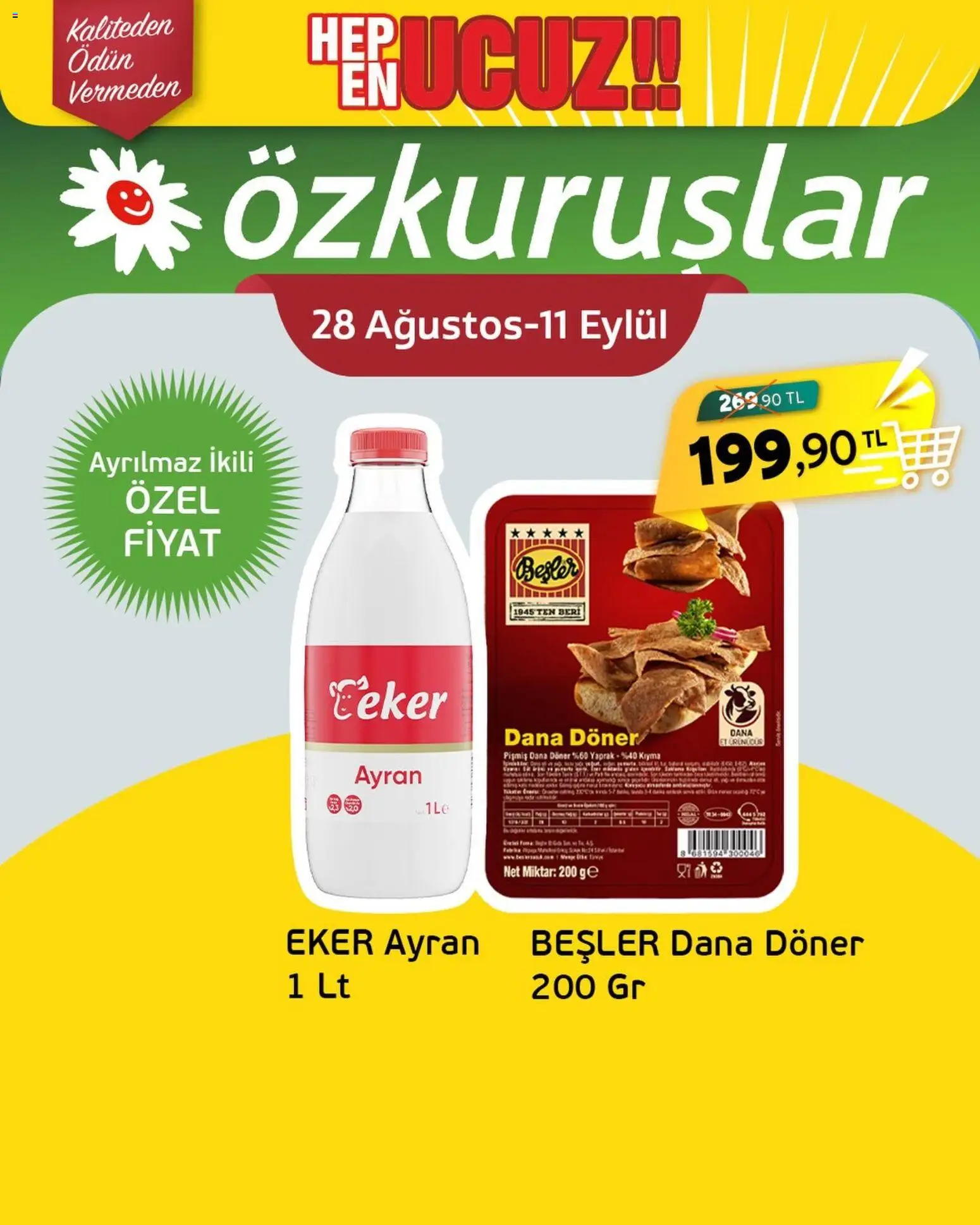 Özkuruşlar Özkuruşlar İndirim 28.08.2026 - Broşürünün önizlemesi - Döner, Et, Şeker