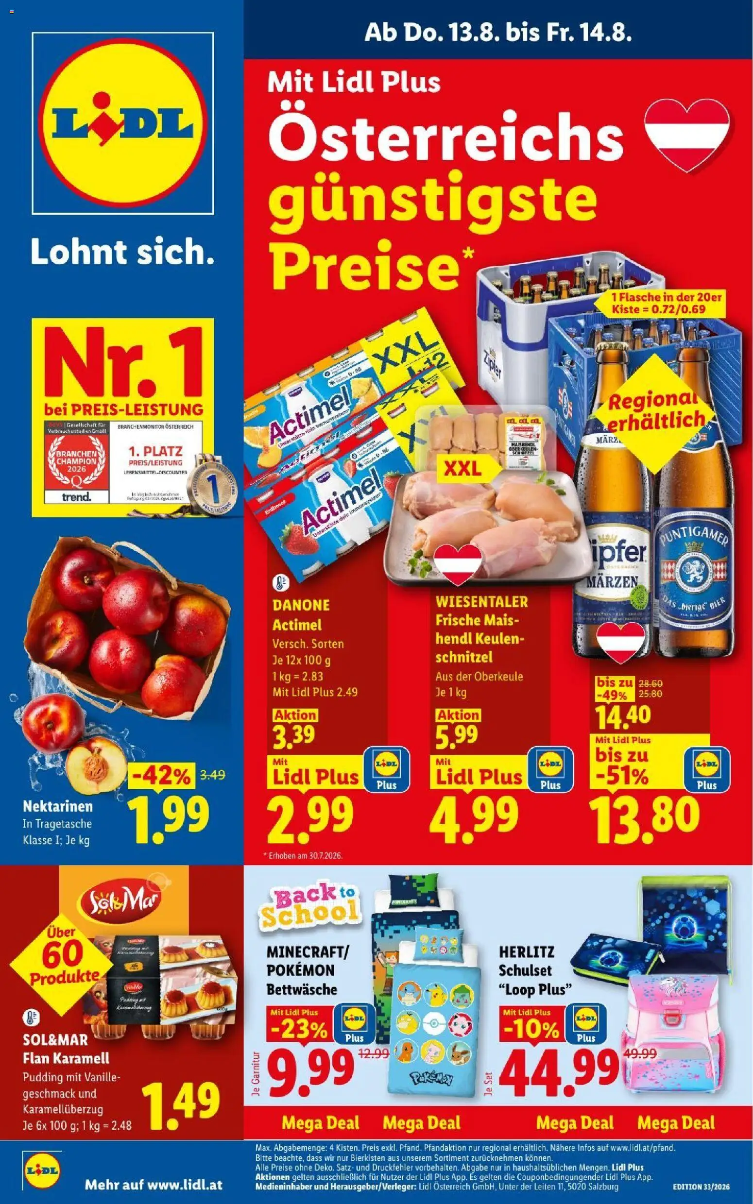 Vorschau der Angebote: Lidl Lidl - Flugblatt gültig ab 13.08.2026 - Bier, Mais, Vanille