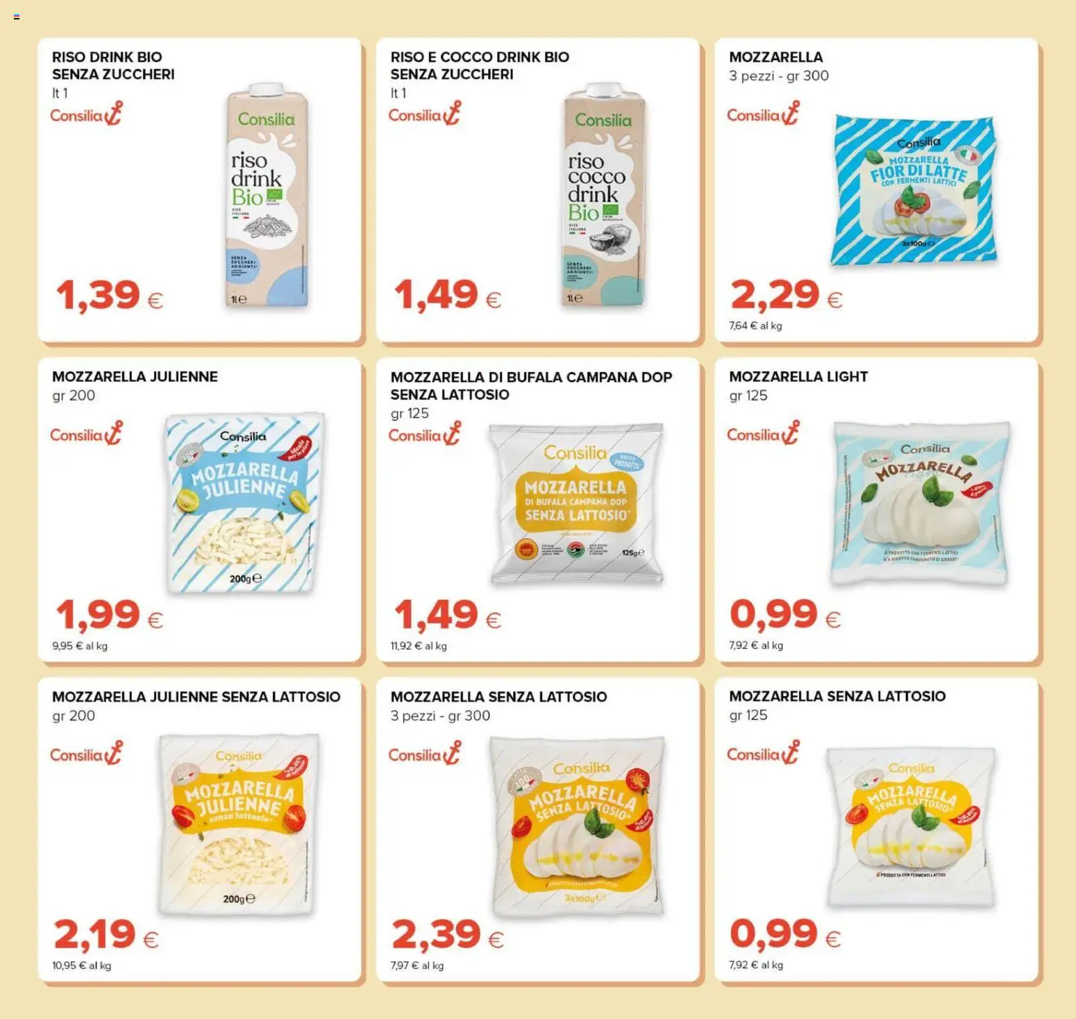 Anteprima dell'opuscolo Tigre volantino Prezzi Ribassati dal negozio Tigre valido da 21/10/2026 - Latte, Mozzarella, Riso, Mozzarella di bufala, Cocco, Mozzarella senza lattosio, Senza lattosio, Mozzarella julienne