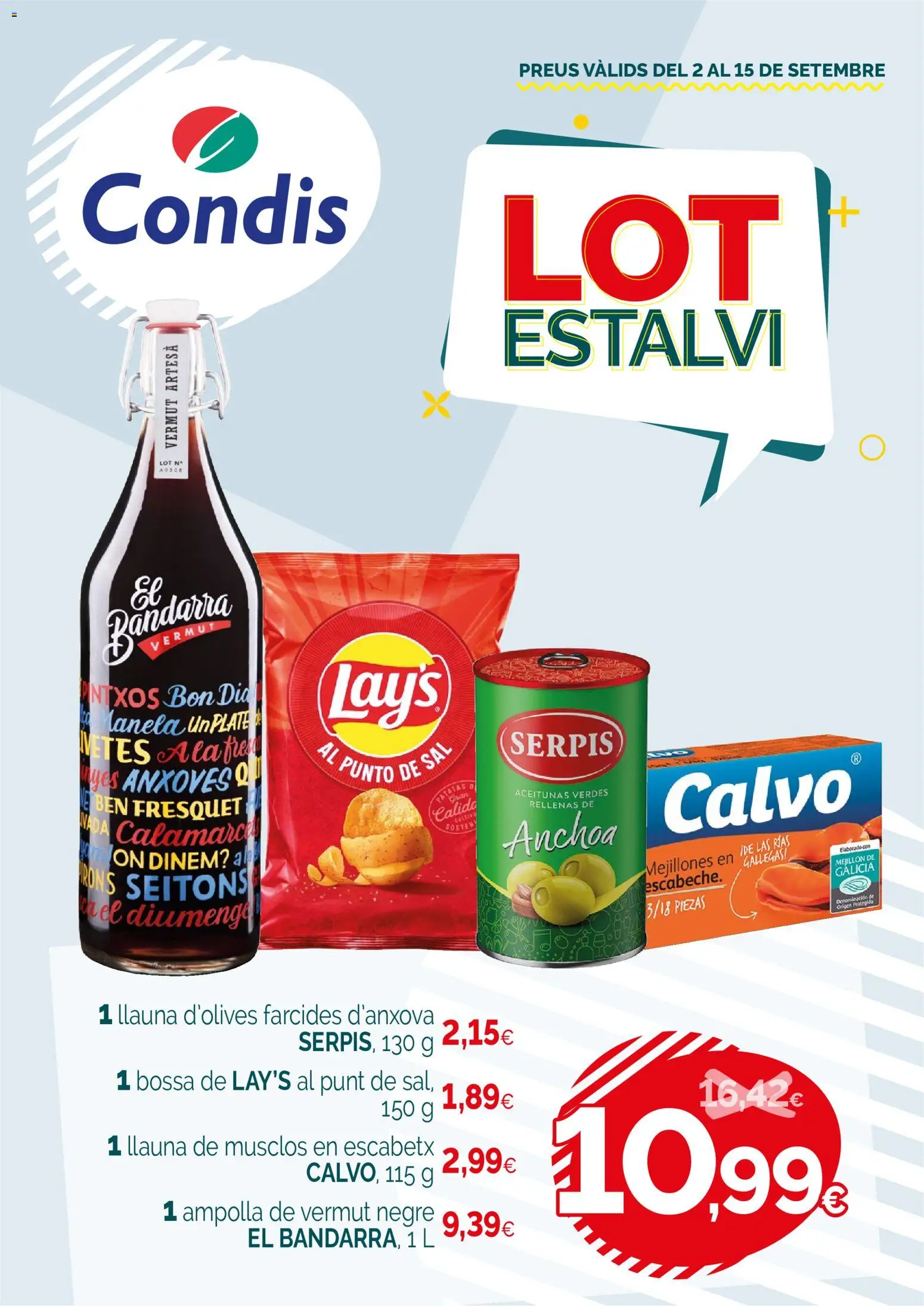 Vista previa del folleto de la tienda Condis válido desde el 02/09/2026 - Vermut, Patatas, Aceitunas, Anchoa, Sal, Sostén