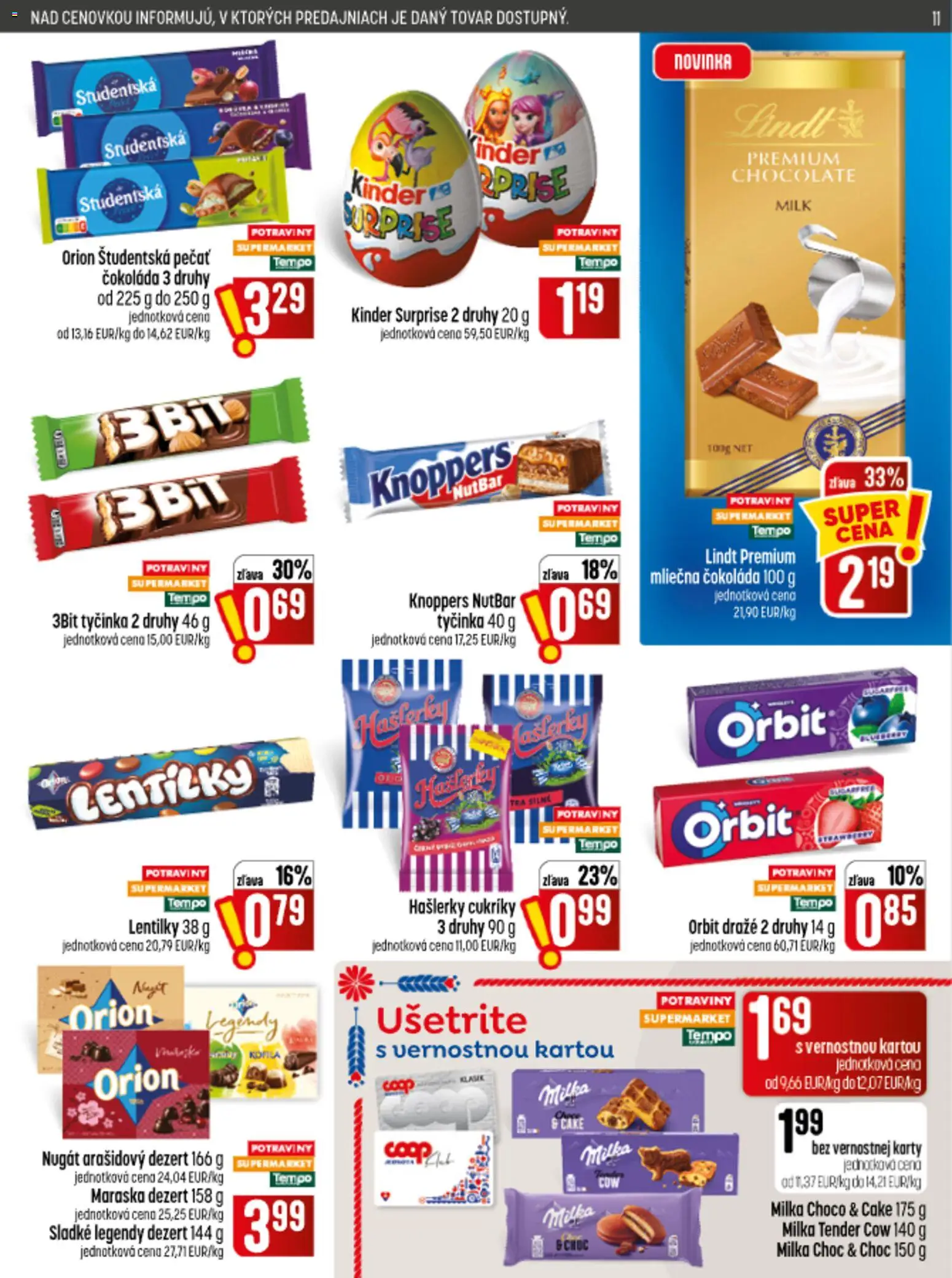Náhľad COOP Jednota letáku platného od 10.09.2026 - Čokoláda, Lindt, Kinder, Milka, Dezert, Študentská pečať, Cukríky, Kinder Surprise