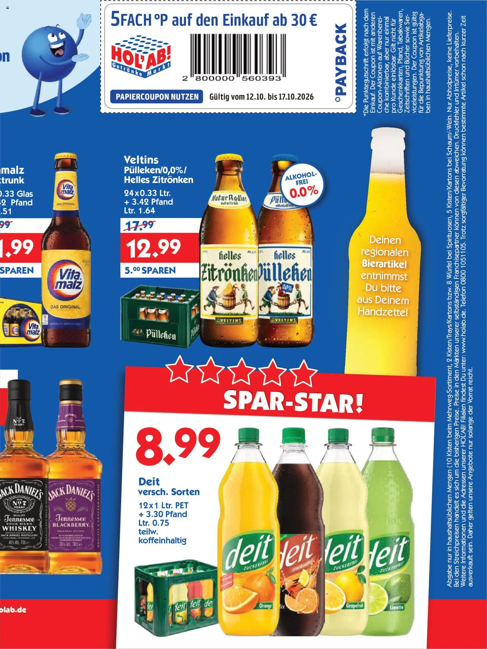 Vorschau von dem Prospekt des Geschäftes HOL’AB!, gültig ab dem 12.10.2026 - Telefon, Alkohol, Whiskey, Veltins, Radler, Limette, Jack Daniel's