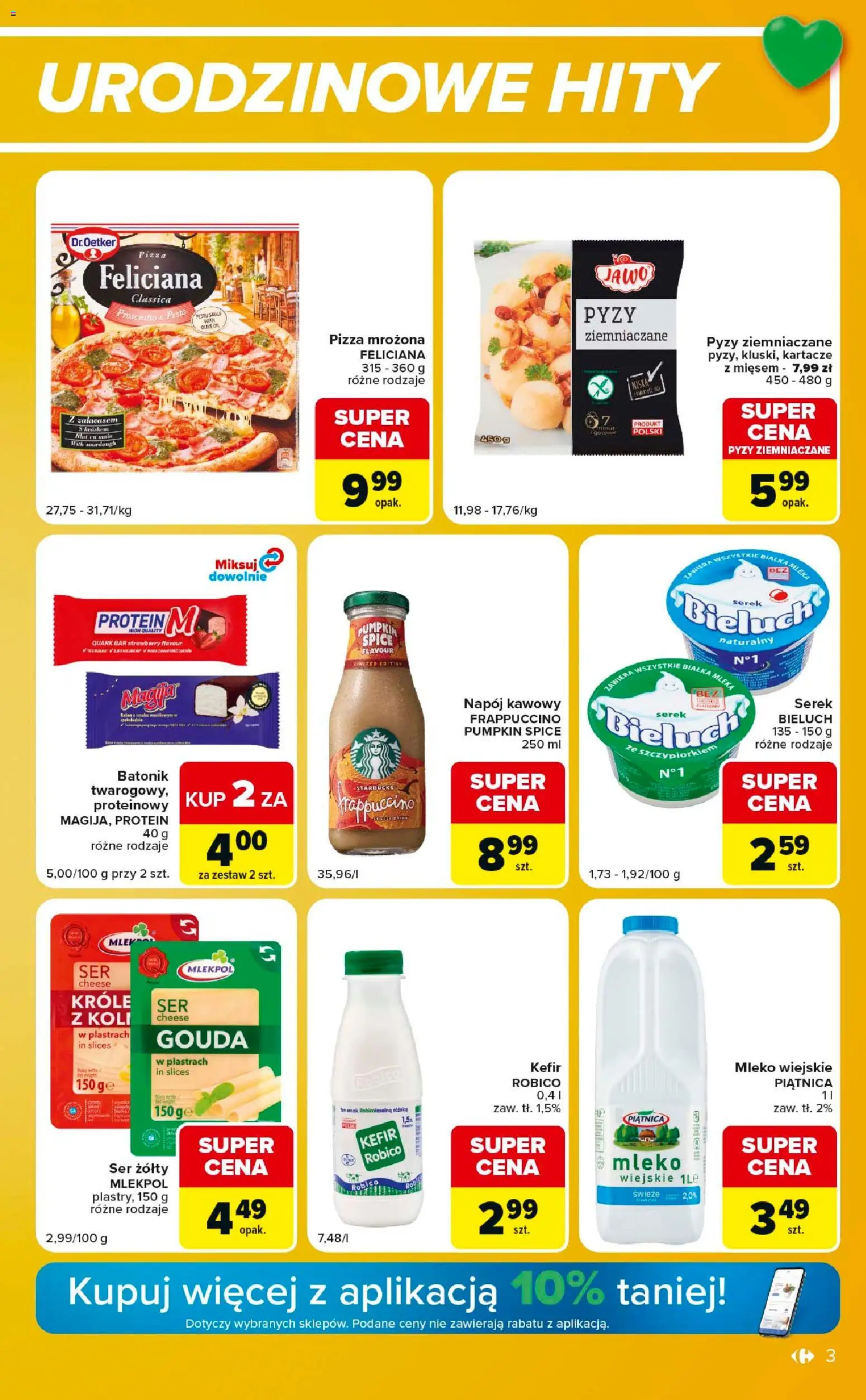 Pogląd gazetki "Carrefour gazetka - Express" ze sklepu Carrefour ważnej od 27.10.2026 - Pizza, Mleko, Ser, Kefir, Serek, Pizza Feliciana, Mleko cena, Mleka