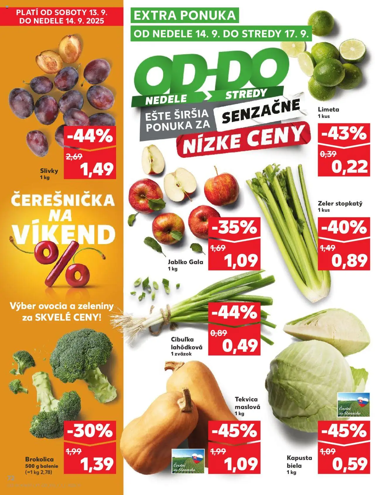 Náhľad Kaufland letáku platného od 11.09.2025 - Zeler, Tekvica, Kapusta, Brokolica, Slivky, Kapusta biela