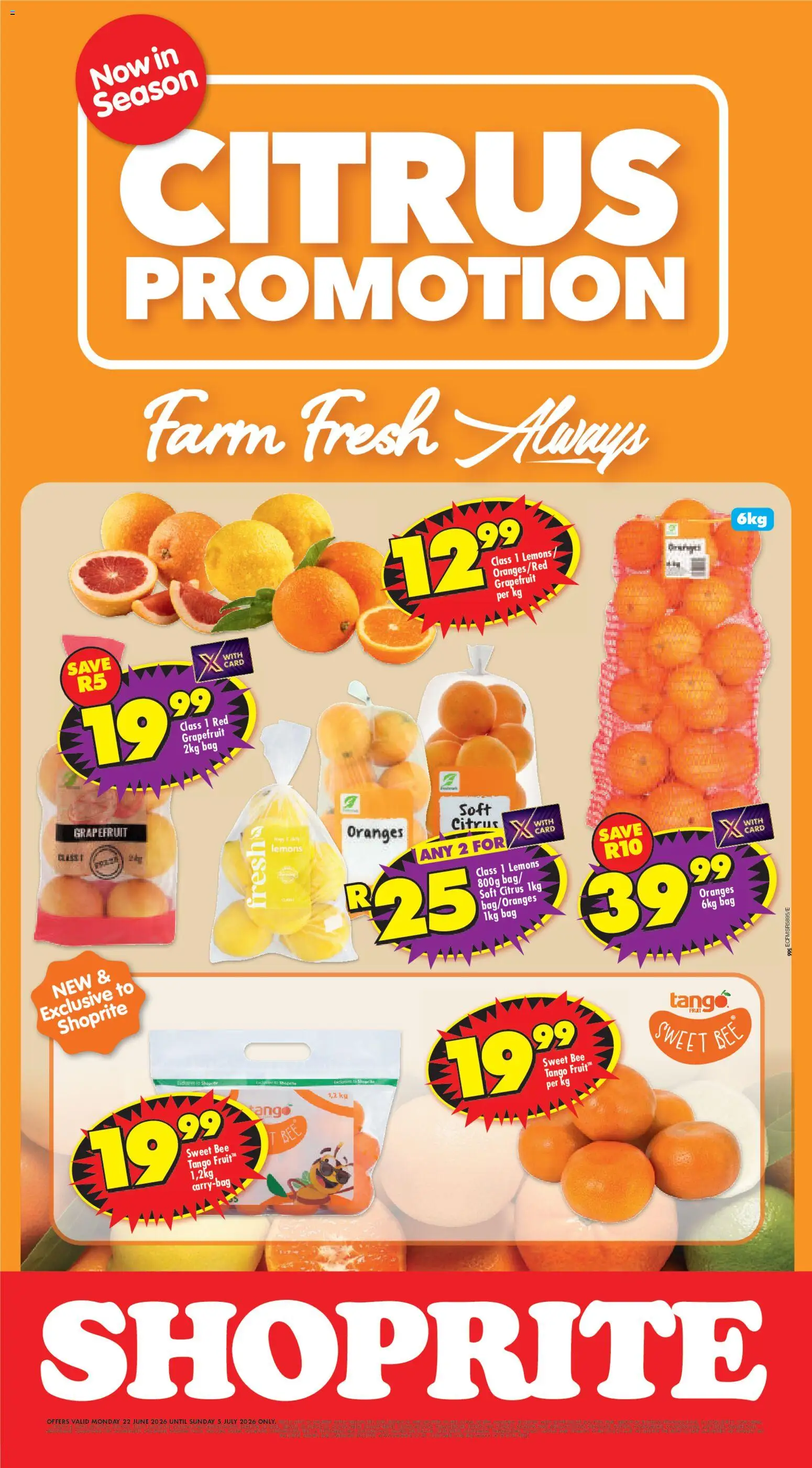 Preview of Shoprite flyer valid from 22/06/2026 - Bag, Oranges, Lemons, Grapefruit