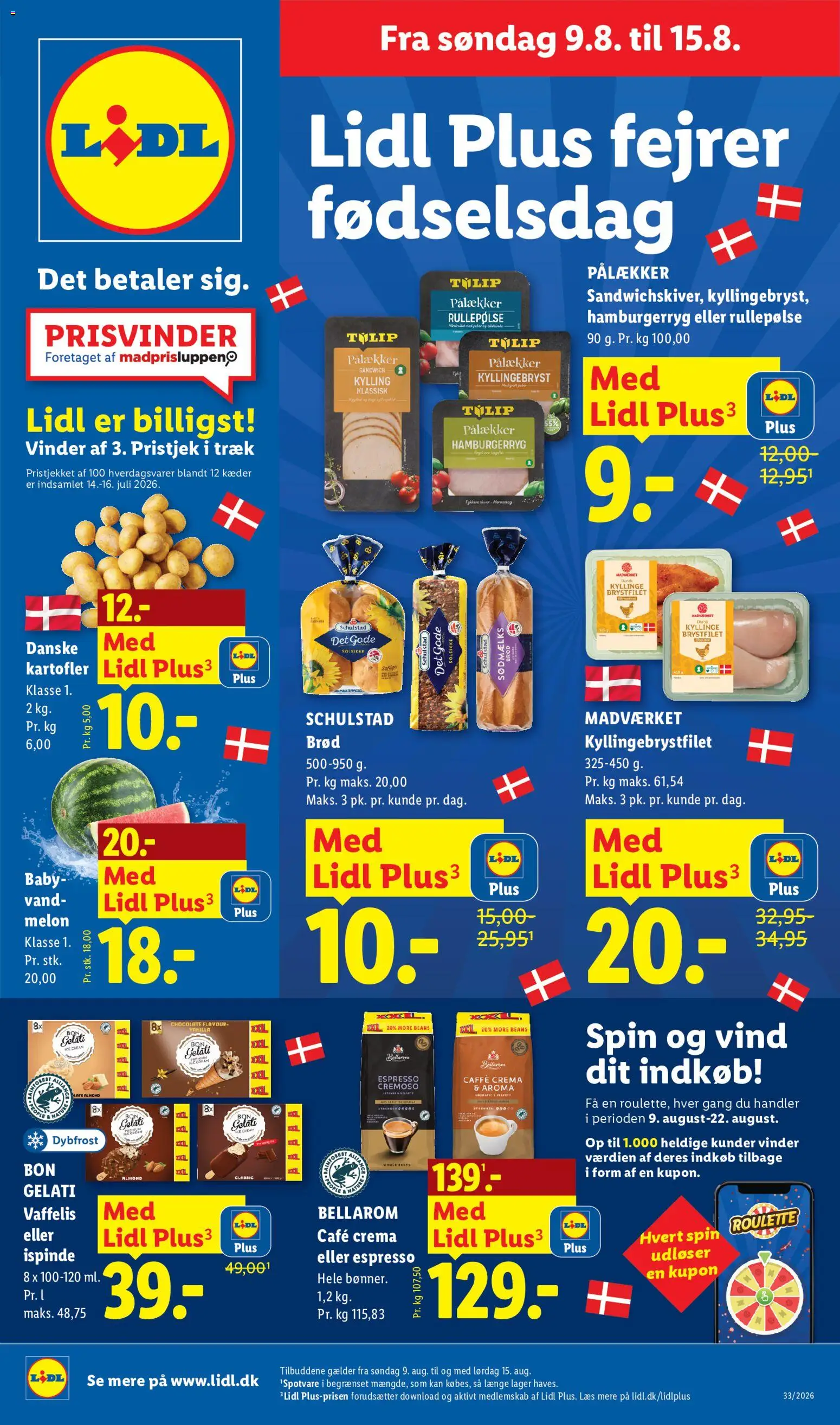 Eksempel på tilbudsavis Lidl - Tilbudsavis fra butik Lidl gyldig fra 09/08/2026 - Jeans, Hamburgerryg, Brød, Kartofler, Rullepølse, Søm