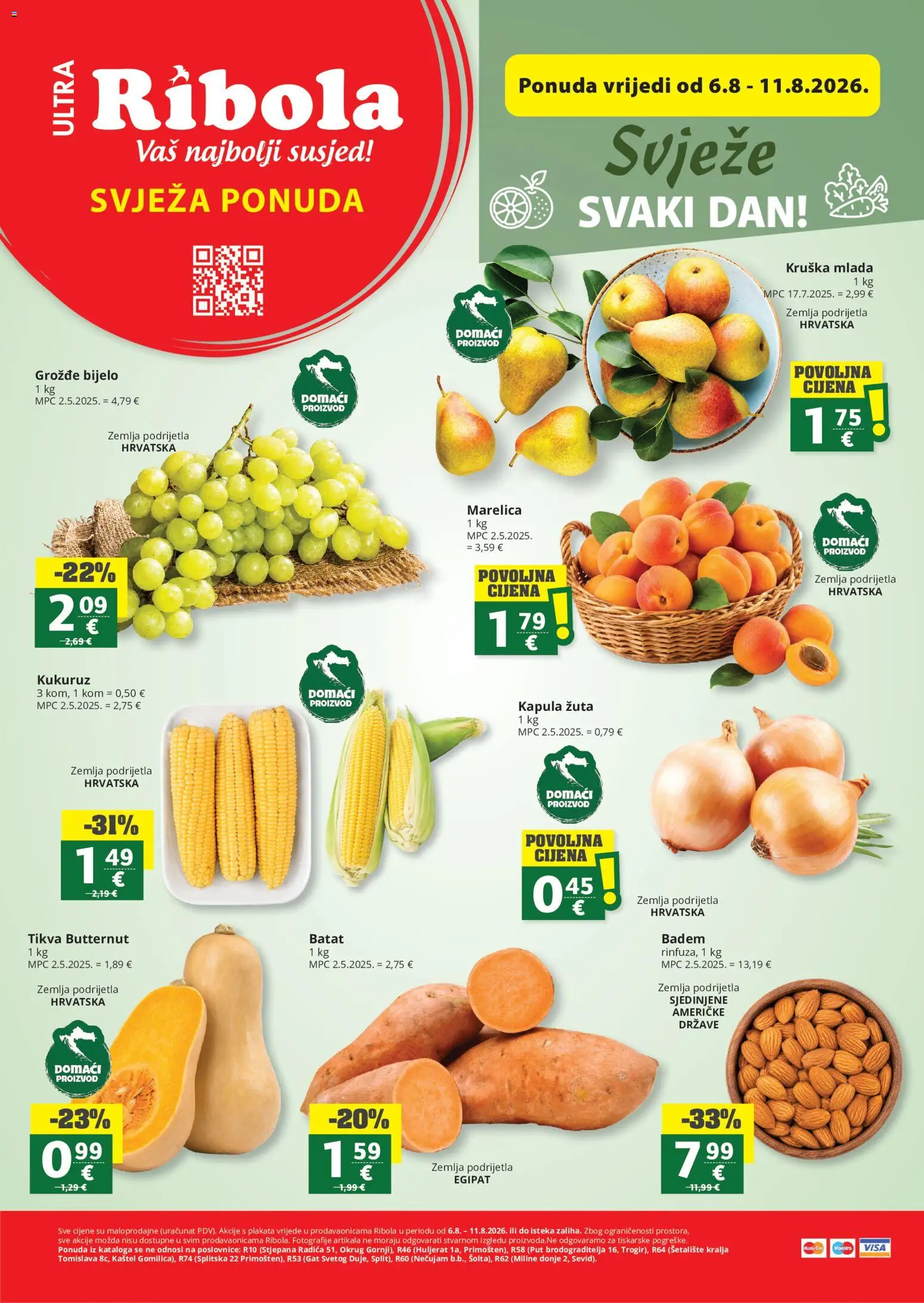Pregled letka Ribola Svježa Ponuda trgovine Ribola vrijedi od 06.08.2026