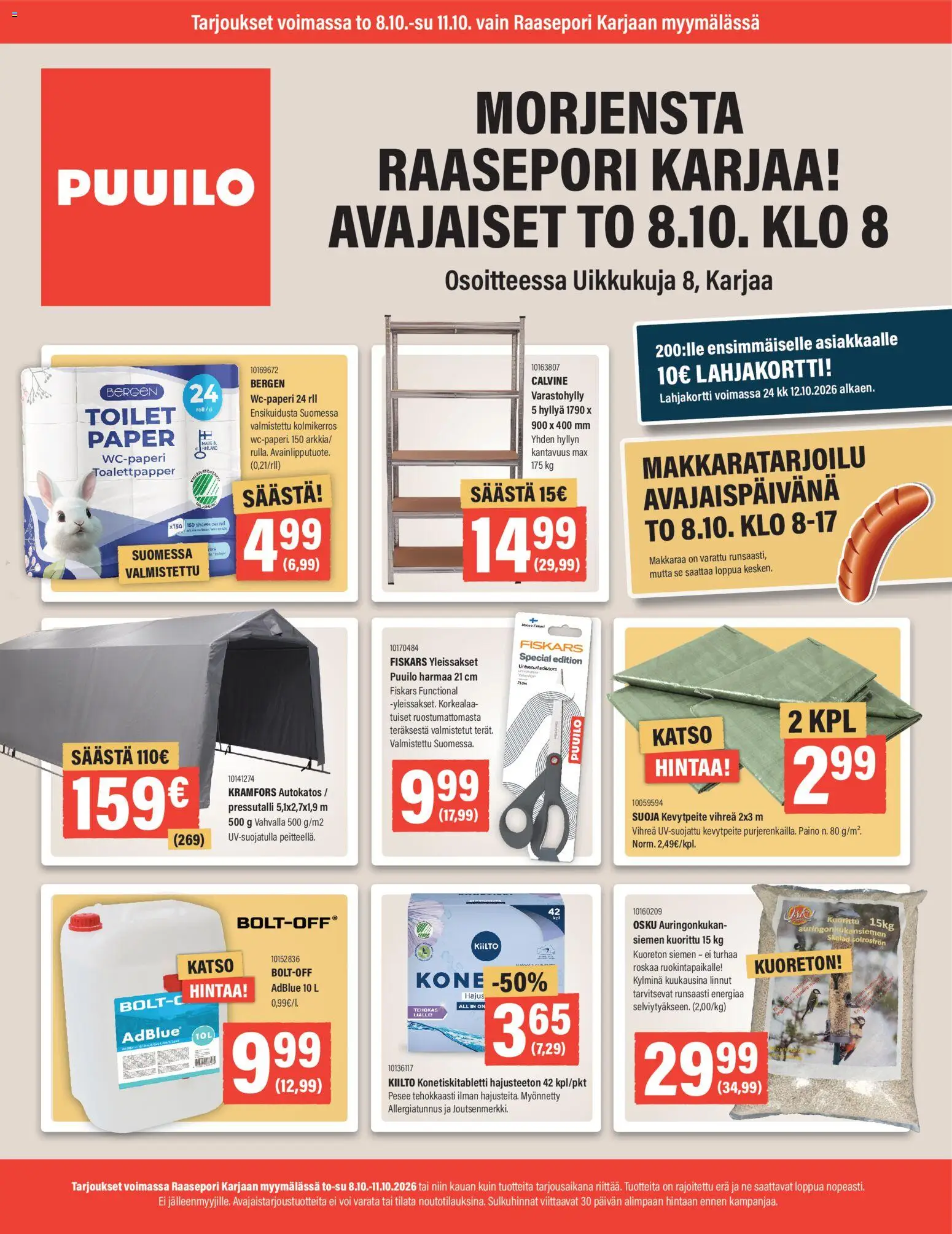 Kaupan Puuilo Puuilo - Puuilo Raasepori-Karjaa Avajaislehti digi esikatselu, voimassa 08/10/2026