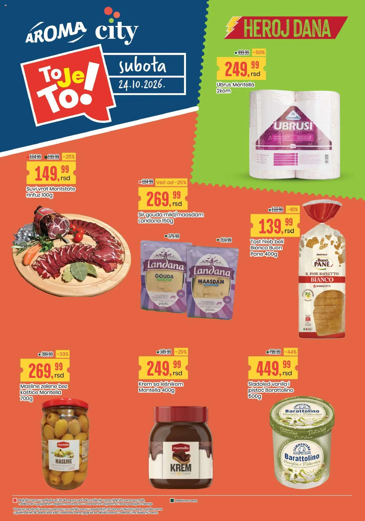 Pregled Aroma Market kataloga - važi od 24.10.2026 - Hleb, Vanila, Masline, Suvi vrat, Krem, Ubrus, Vrat, Tost
