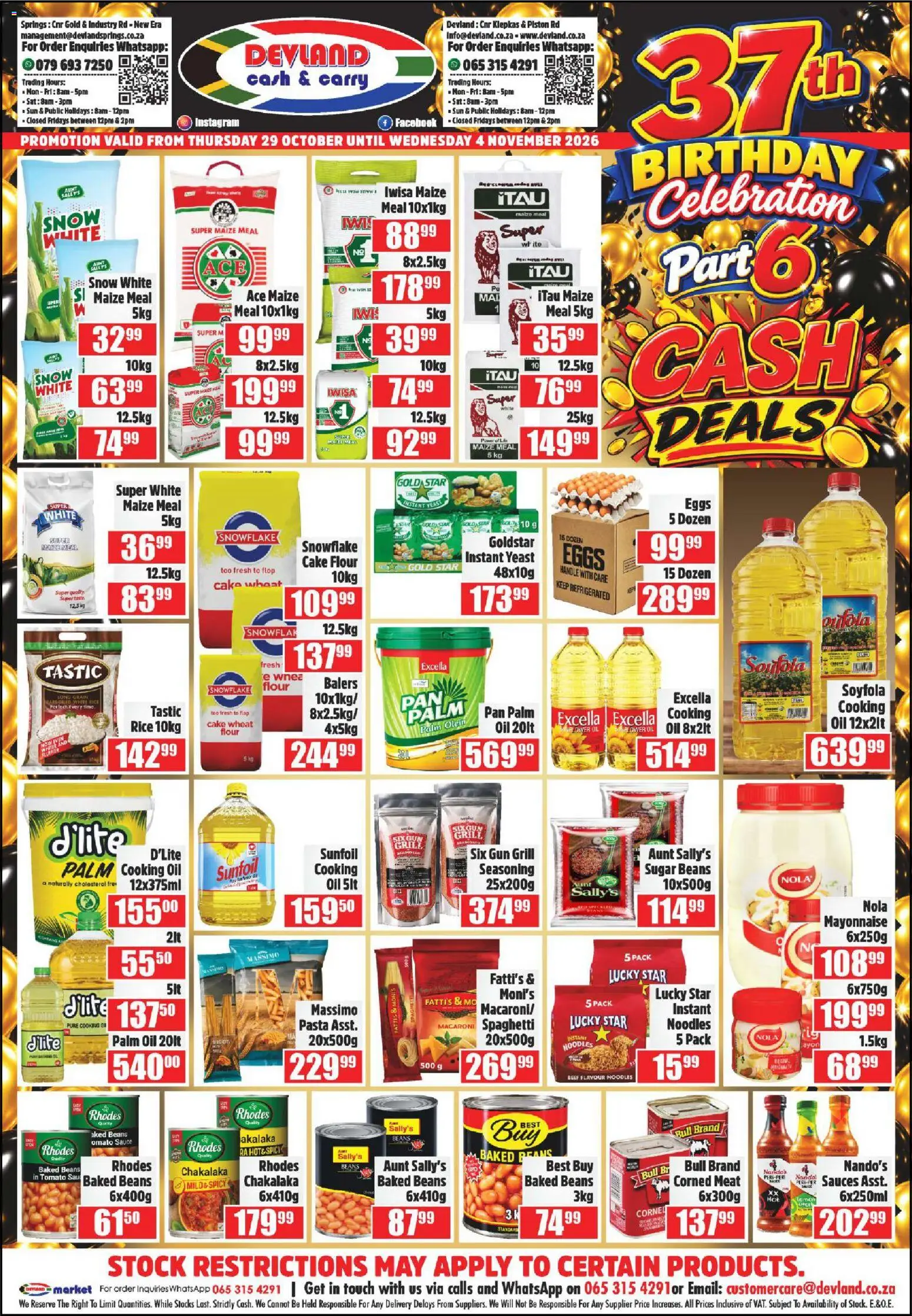 Preview of Devland flyer valid from 29/10/2026 - Eggs, Oil, Noodles, Sugar, Lemon, Flour, Beef, Sauces