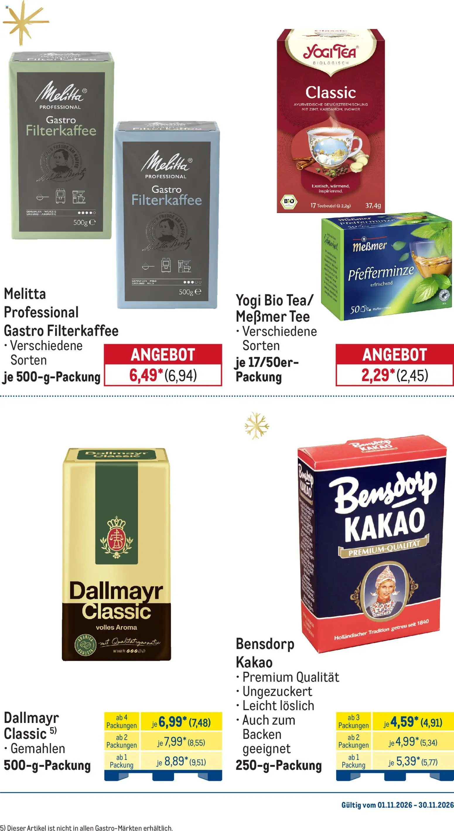 Vorschau von dem Prospekt des Geschäftes Metro, gültig ab dem 01.11.2026 - Kaffee, Tee, Dallmayr, Melitta, Messmer