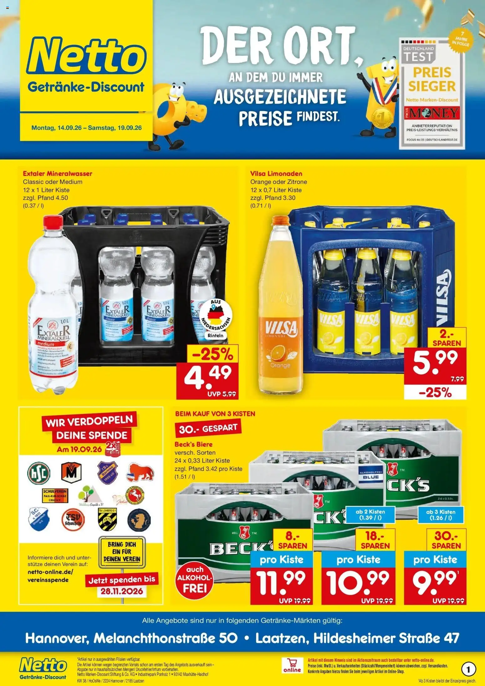 Vorschau von dem Prospekt des Geschäftes Netto Marken-Discount, gültig ab dem 14.09.2026 - Mineralwasser, Alkohol, Zitrone