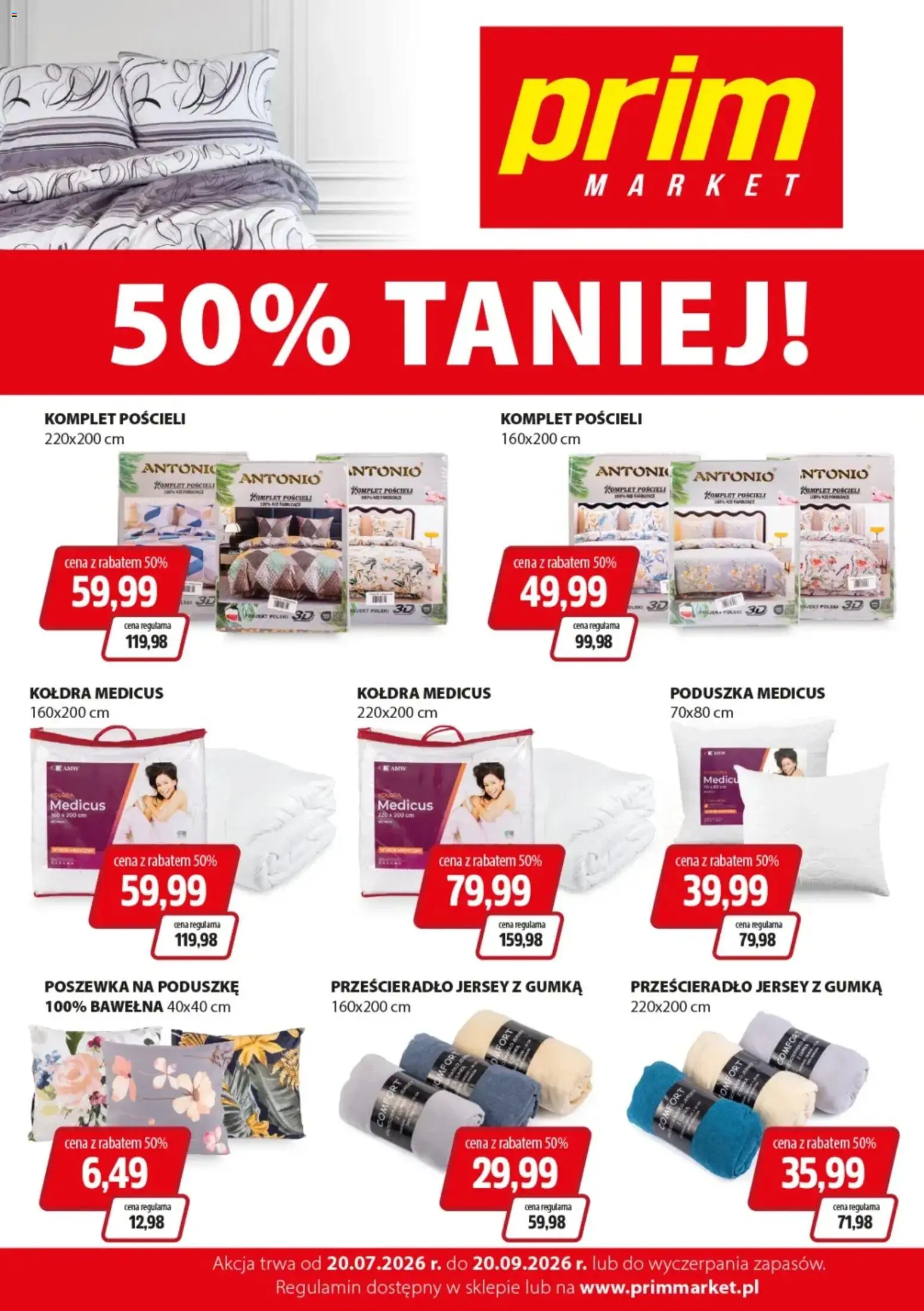 Pogląd gazetki "Prim Market promocja - Akcja Lojalnościowa Pościel I Koce Tekmar" ze sklepu Prim Market ważnej od 20.07.2026