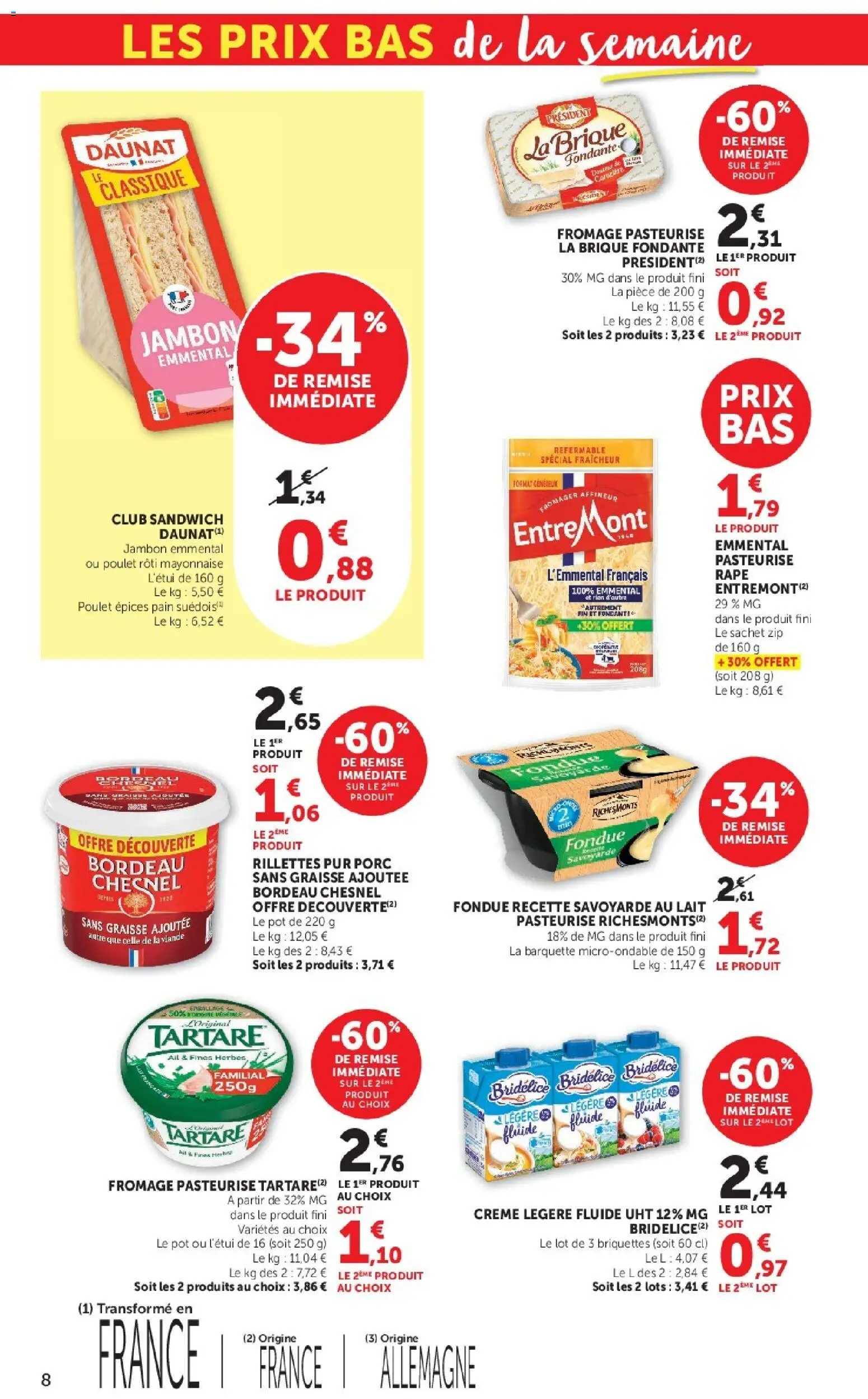 Prévisualisation de U Express - Les prix bas de la semaine du magasin U Express formulaire valide 27/10/2026 - Sandwich, Poulet, Pain, Jambon, Crème, Emmental, Râpe, Crème légère