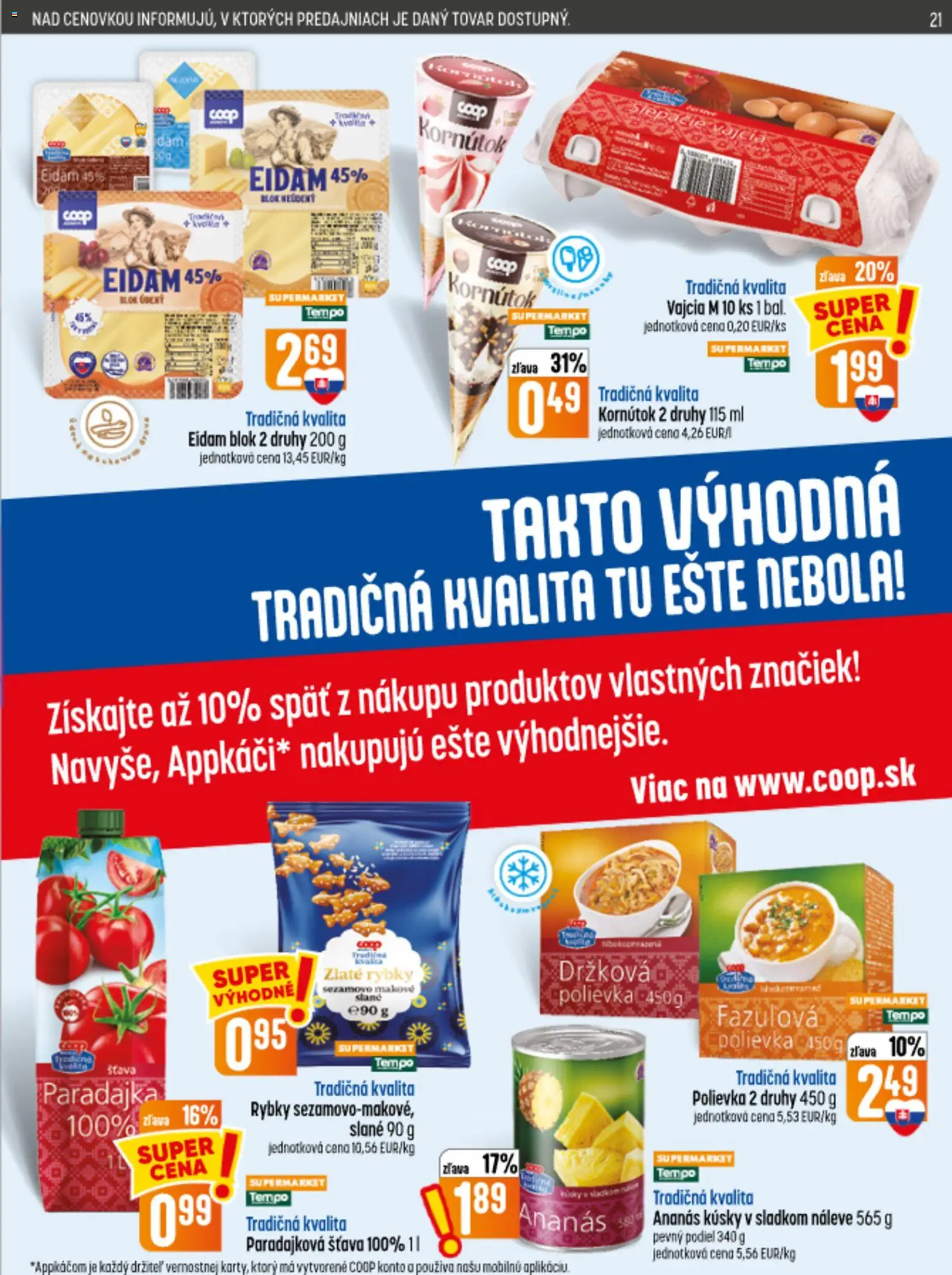 Náhľad COOP Jednota letáku platného od 10.09.2026 - Vajcia, Paradajka, Eidam, Ananás, Šťava, Vajcia M, Eidam 45%