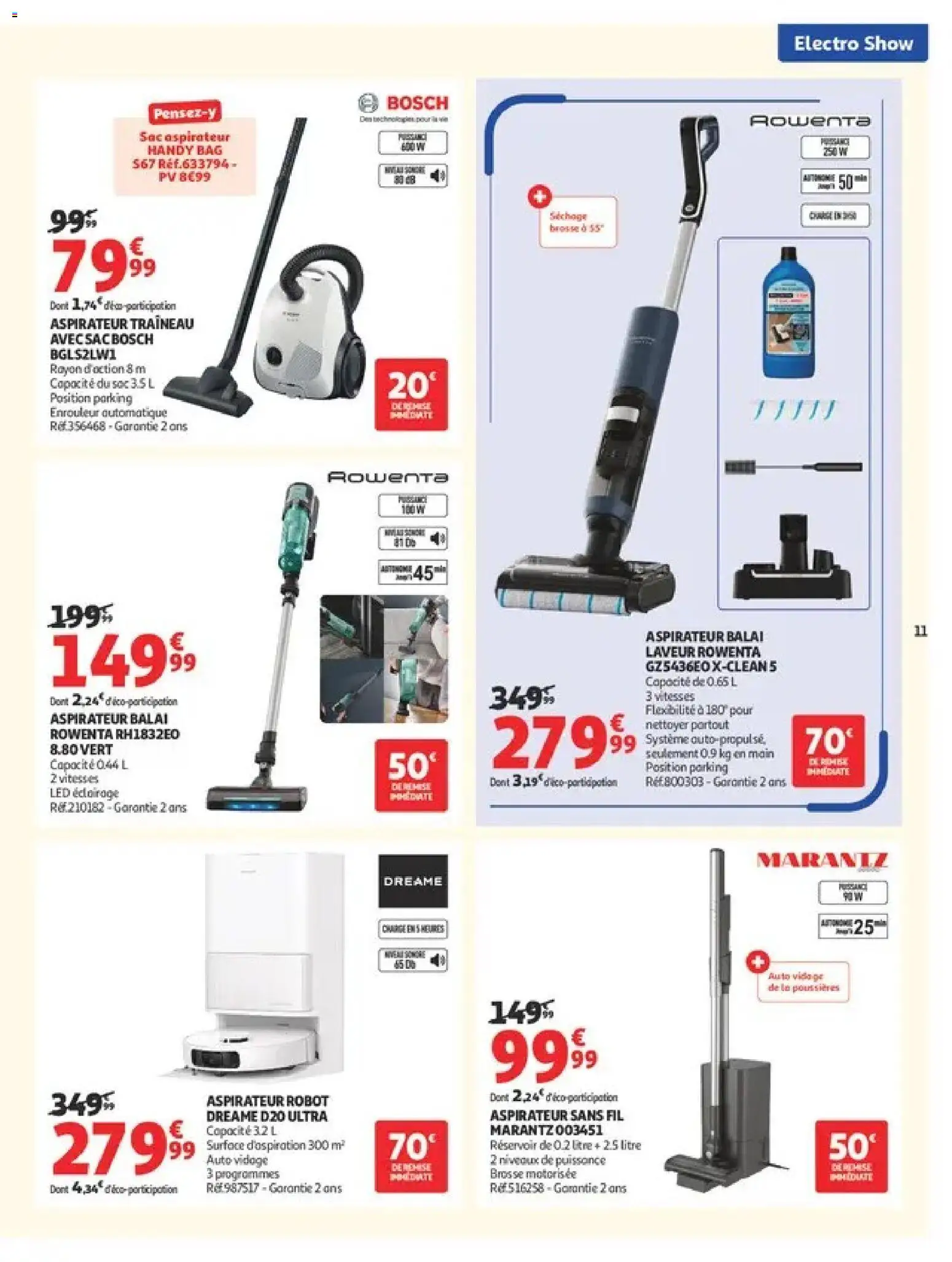 Prévisualisation de Auchan Electroshow du magasin Auchan formulaire valide 01/09/2026 - Aspirateur, Aspirateur robot, Sac, Aspirateur balai, Rowenta, Éclairage, Brosse, Aspirateur traineau avec sac