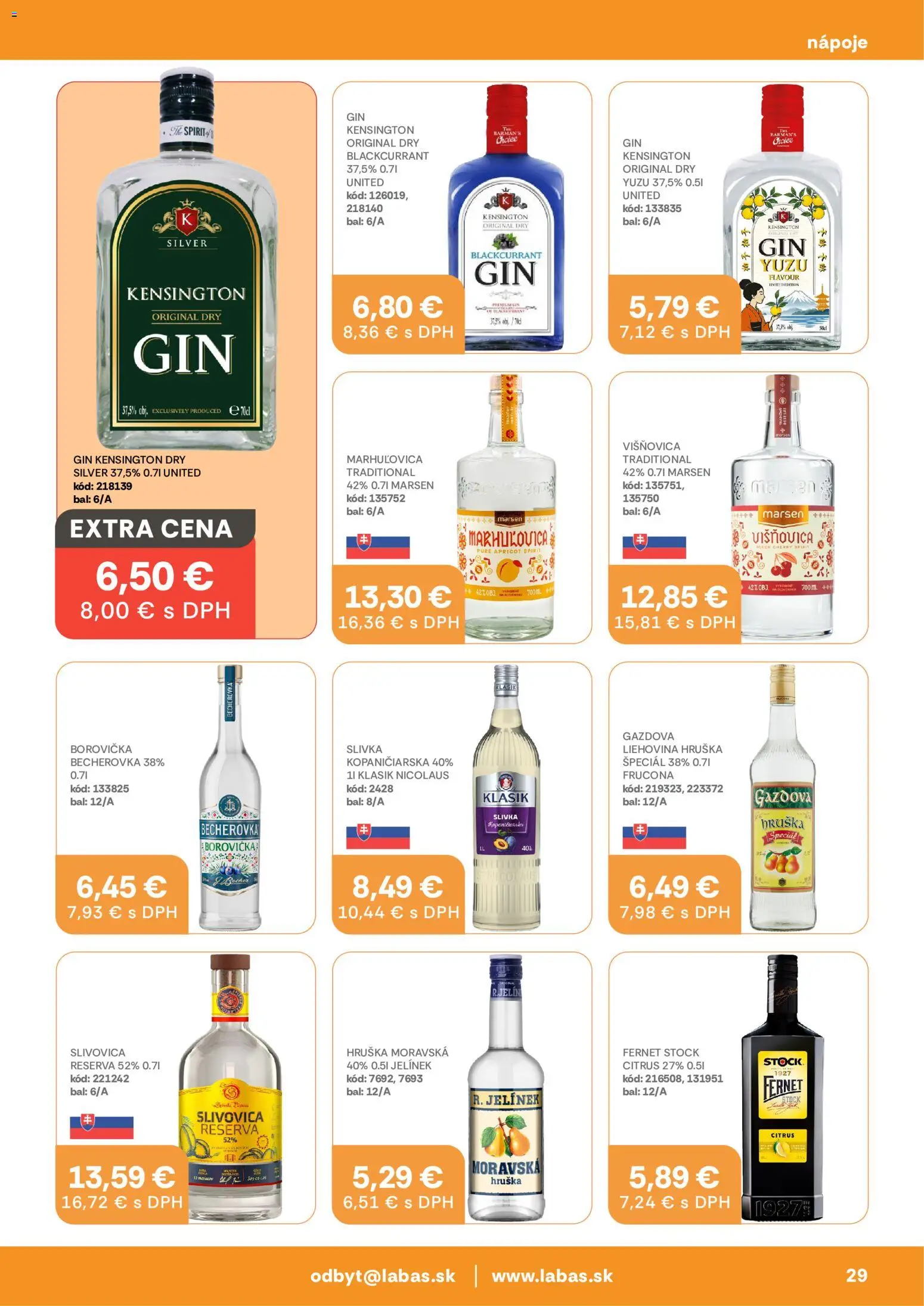 Náhľad Labaš letáku platného od 09.10.2026 - Borovička, Gin, Becherovka, Slivovica, Fernet, Fernet Stock, Nápoje