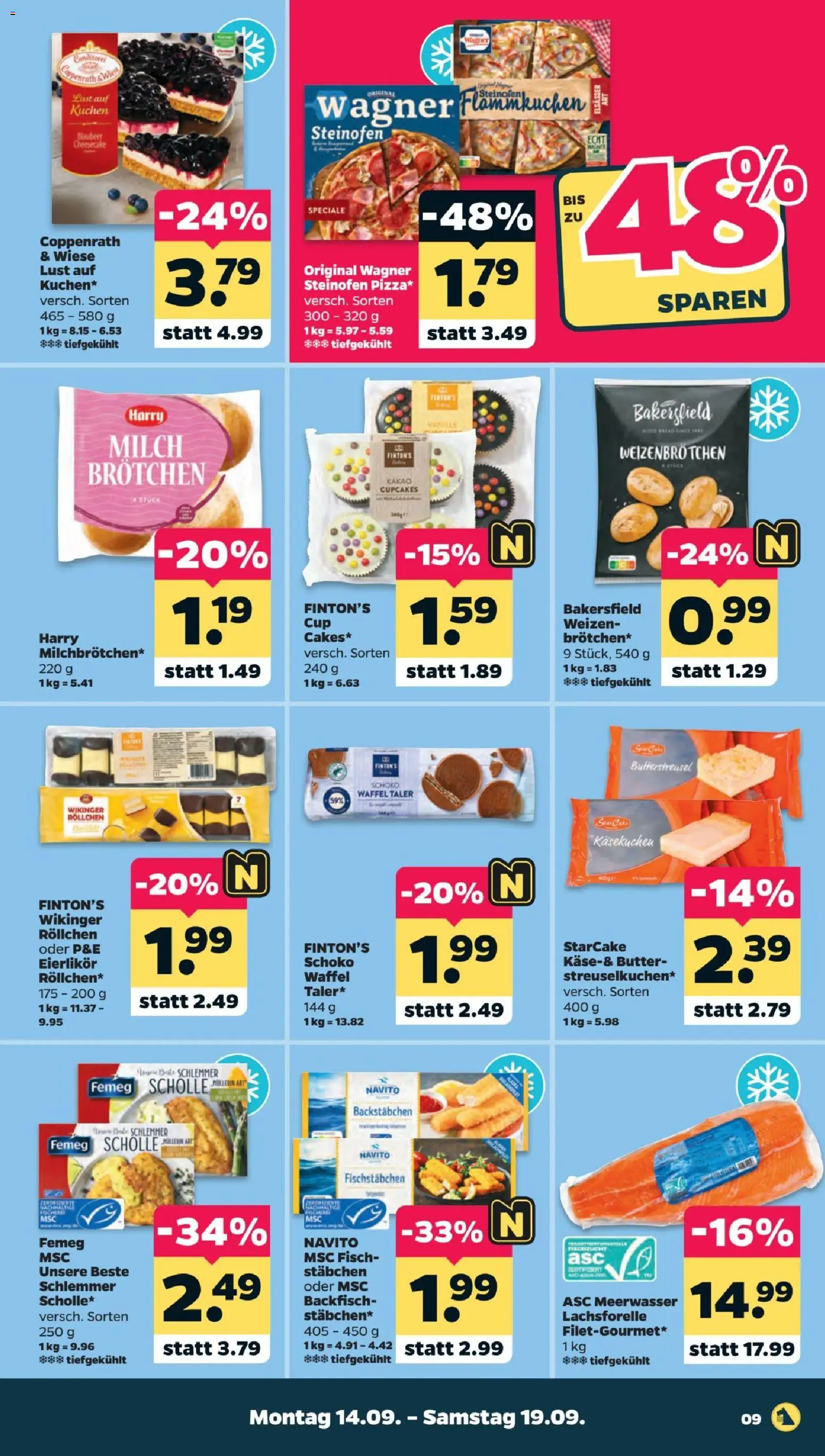 Vorschau von dem Prospekt des Geschäftes Netto, gültig ab dem 14.09.2026 - Kuchen, Butter, Fisch, Milch, Fischstabchen