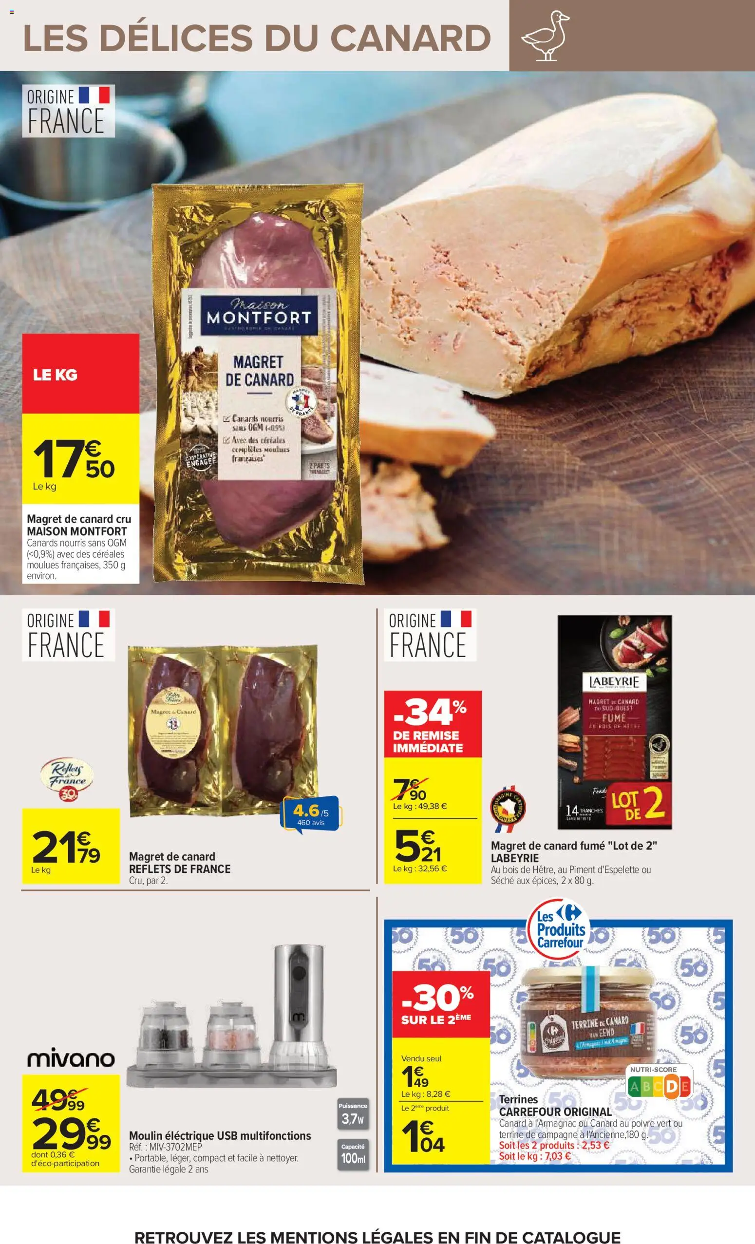 Prévisualisation de Carrefour Vos promos du quotidien du magasin Carrefour formulaire valide 27/10/2026 - Magret de canard, Canard, Céréales, Piment, USB, Poivre, Piment d'espelette
