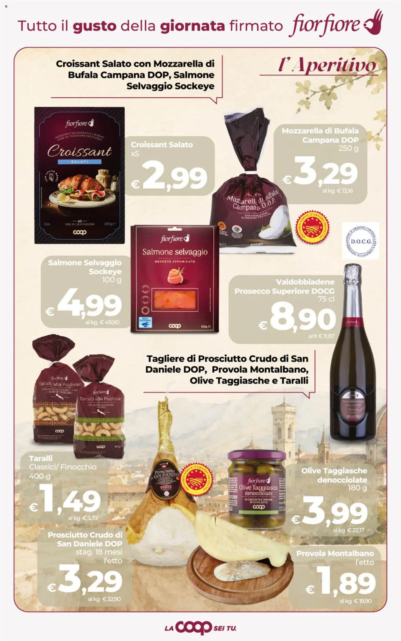 Anteprima dell'opuscolo COOP volantino Sicilia dal negozio COOP valido da 01/09/2026 - Aperitivo, Croissant, Salmone, Mozzarella, Olio, Prosciutto Crudo, Mozzarella di bufala, Olive