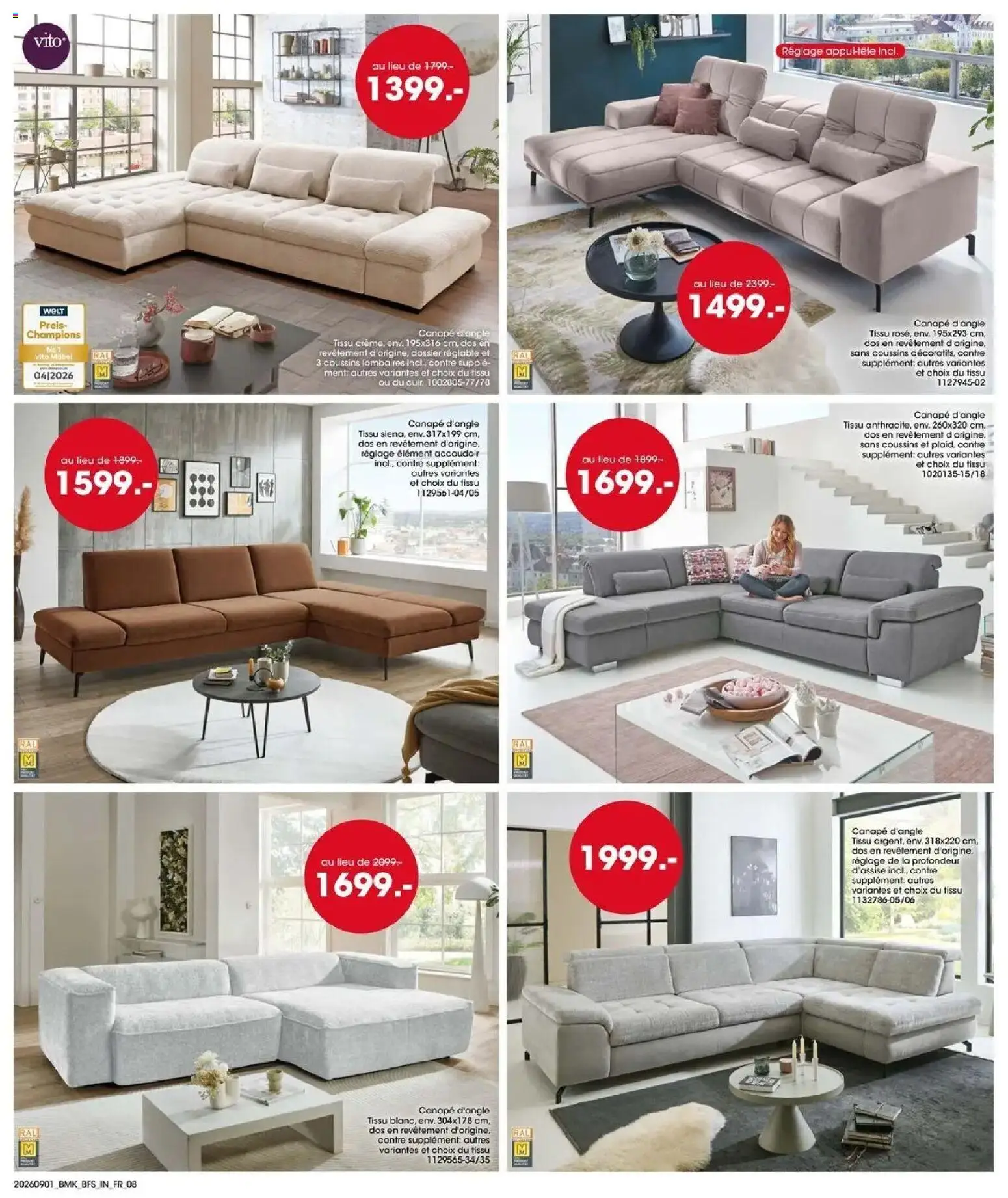 Prévisualisation de Möbel Martin: Offres hebdomadaires du magasin Möbel Martin formulaire valide 01/09/2026 - Canapé, Canapé d’angle