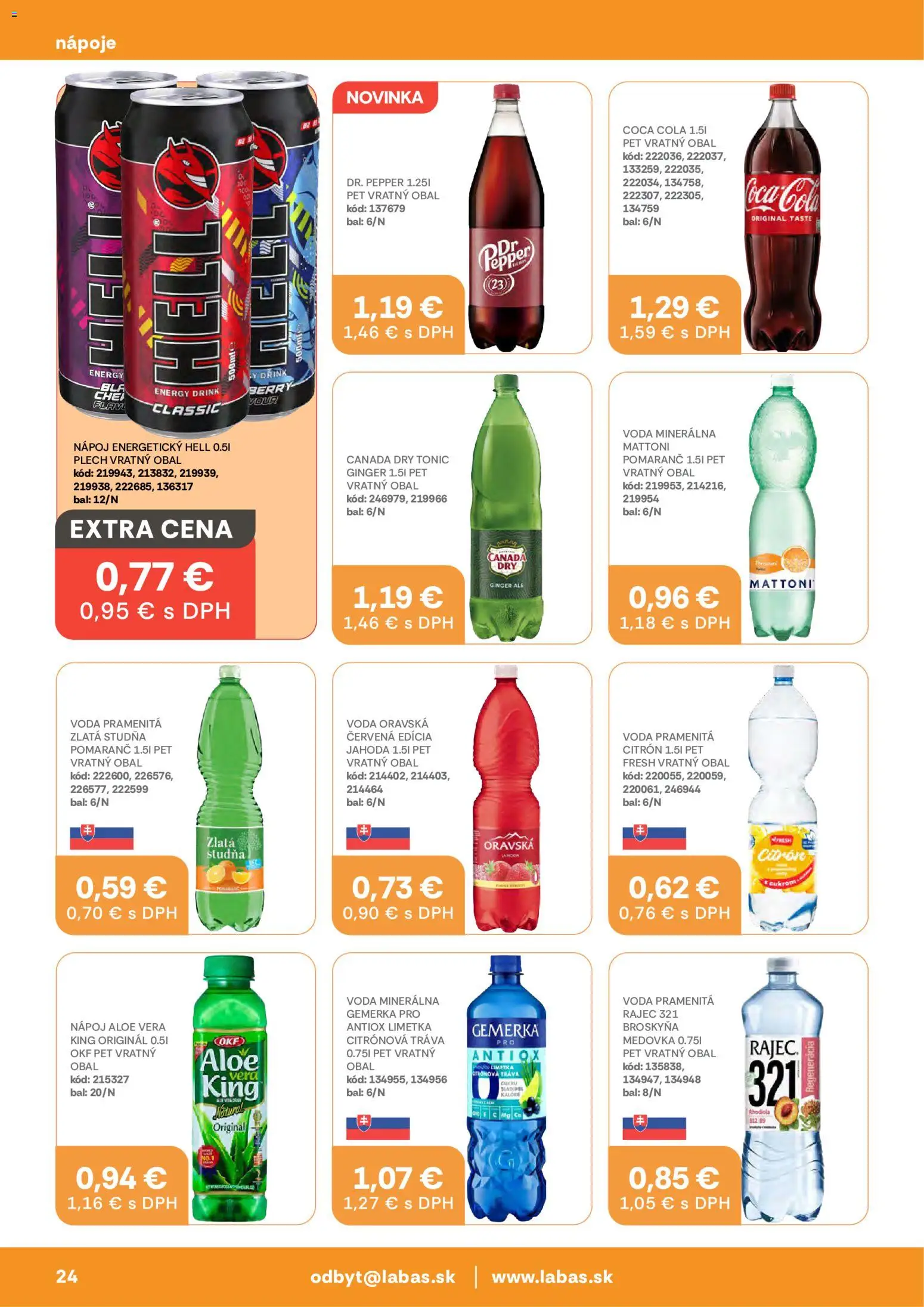 Náhľad Labaš letáku platného od 23.10.2026 - Rajec, Aloe Vera, Coca cola, Cola, Limetka, Gemerka, Minerálna voda, Nápoje