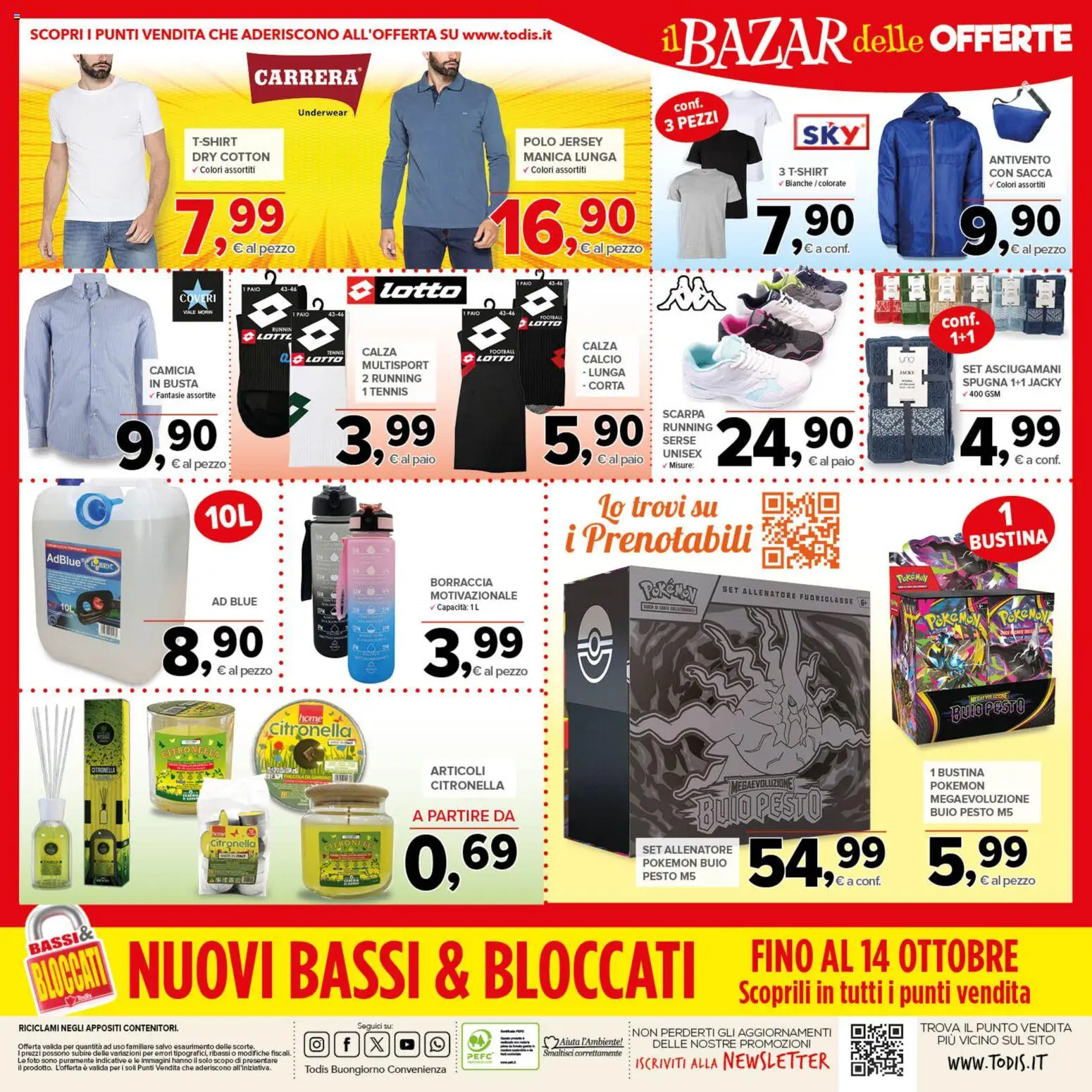 Anteprima dell'opuscolo Todis volantino dal negozio Todis valido da 03/09/2026 - Camicia, Polo, Pesto, Borraccia, Citronella, Spugna, Asciugamani