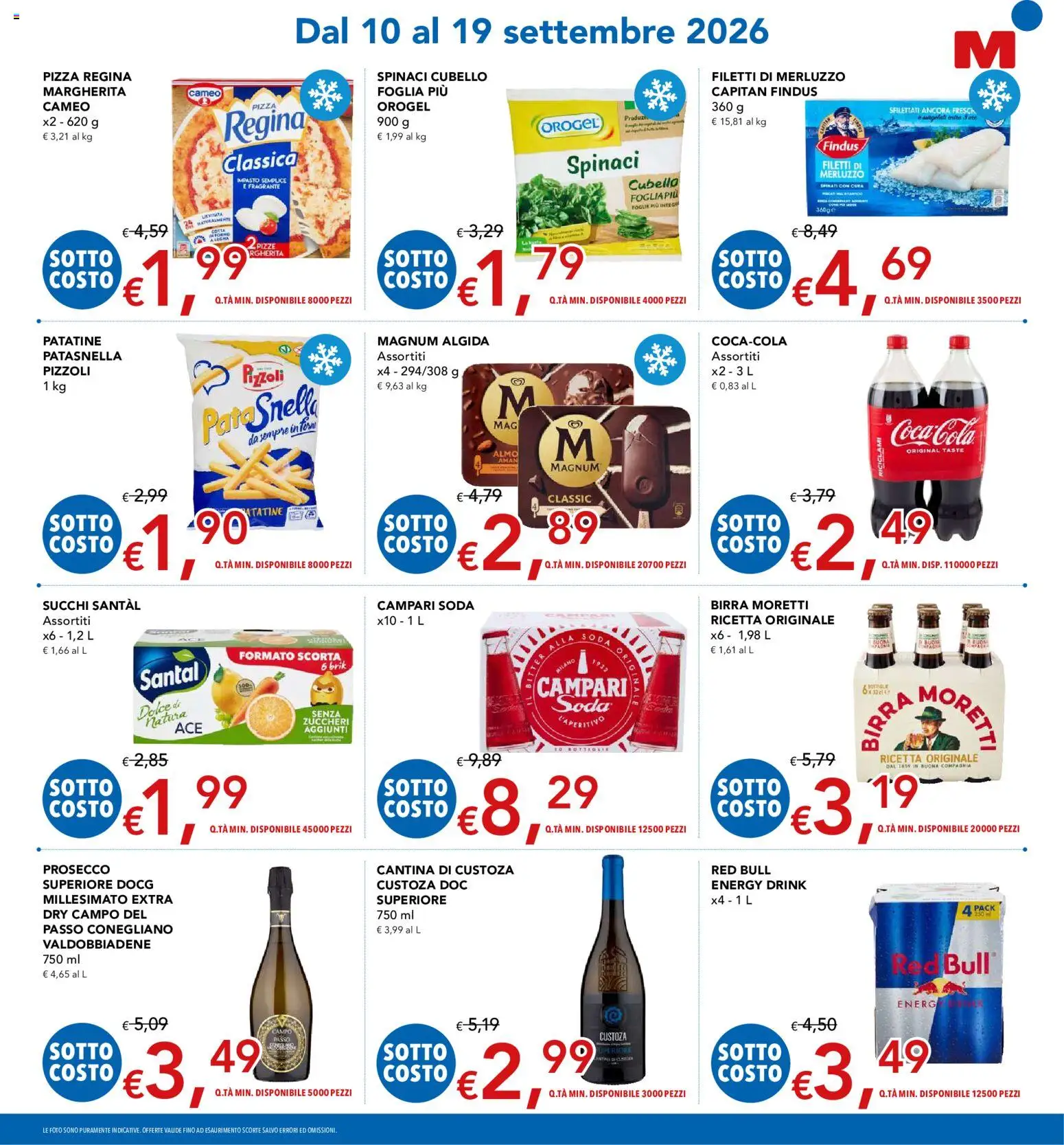 Anteprima dell'opuscolo Migross volantino dal negozio Migross valido da 10/09/2026 - Pizza, Coca Cola, Red Bull, Campari, Prosecco, Merluzzo, Magnum, Birra Moretti