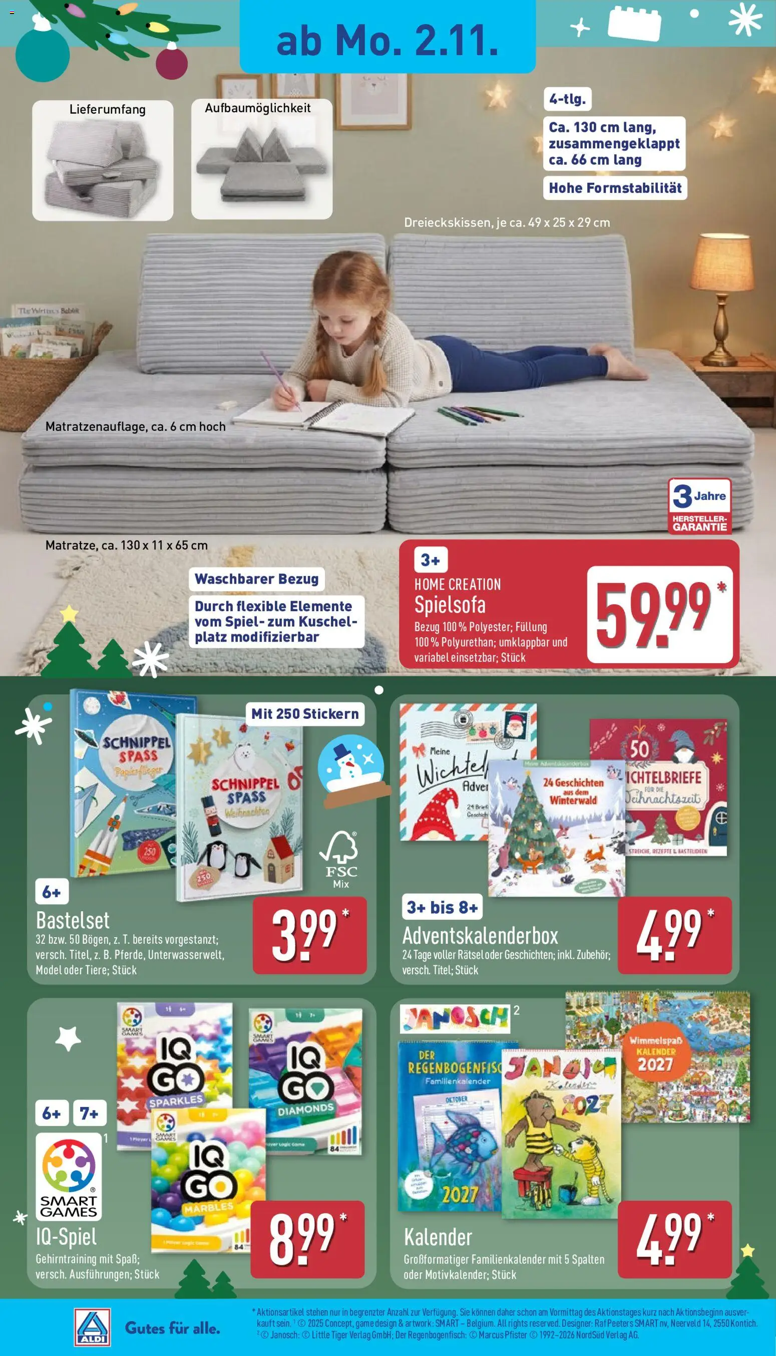 Vorschau von dem Prospekt des Geschäftes Aldi, gültig ab dem 02.11.2026 - Sofa, Spiel, Home creation
