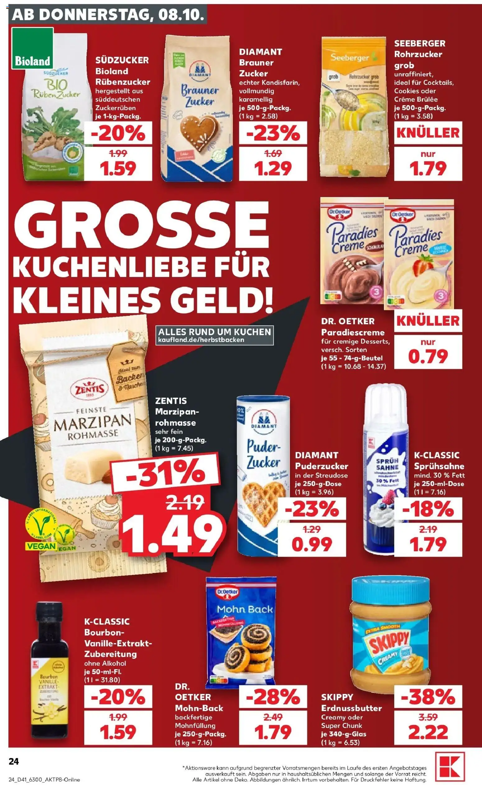 Vorschau von dem Prospekt des Geschäftes Kaufland, gültig ab dem 08.10.2026 - Kuchen, Creme brulee, Alkohol, Zucker, Sahne, Creme, Bourbon, Puder
