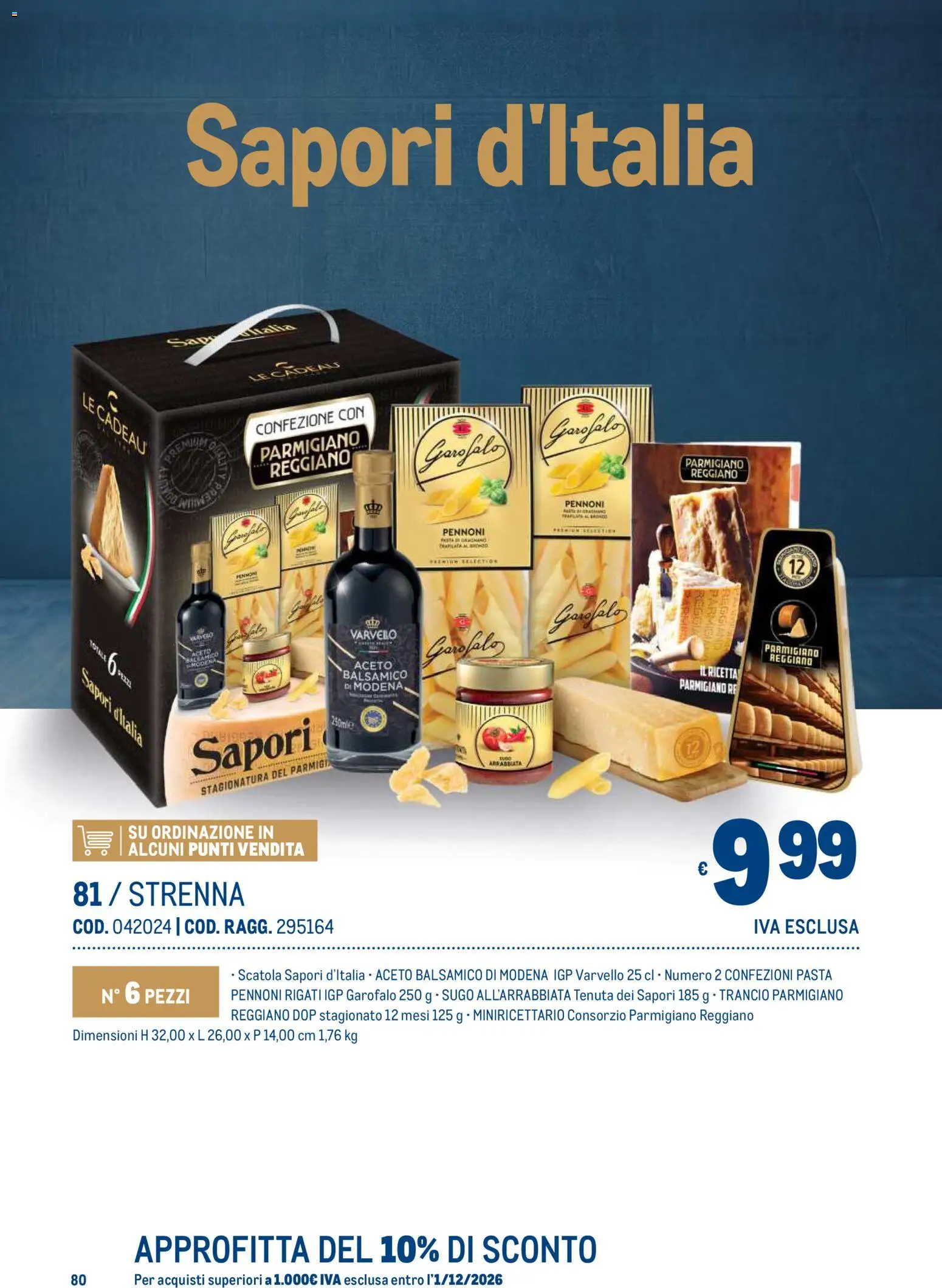 Anteprima dell'opuscolo Metro volantino Regalistica Natale dal negozio Metro valido da 19/10/2026 - Pasta, Reggiano parmigiano, Parmigiano reggiano, Sugo, Parmigiano, Garofalo, Aceto, Scatola