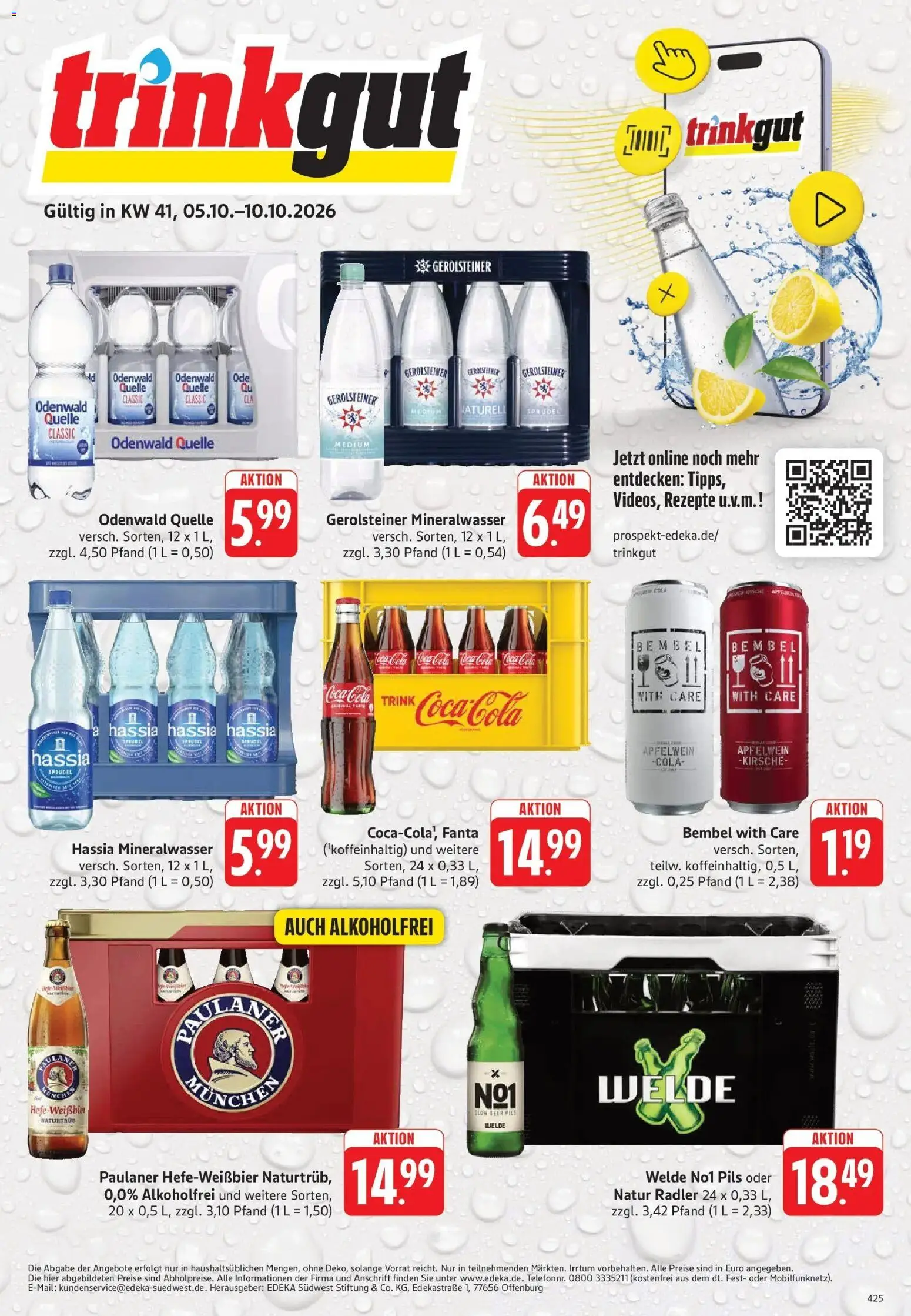 Vorschau von dem Prospekt des Geschäftes Trinkgut, gültig ab dem 05.10.2026 - Coca cola, Cola, Mineralwasser, Gerolsteiner, Paulaner, Fanta, Radler, Pils