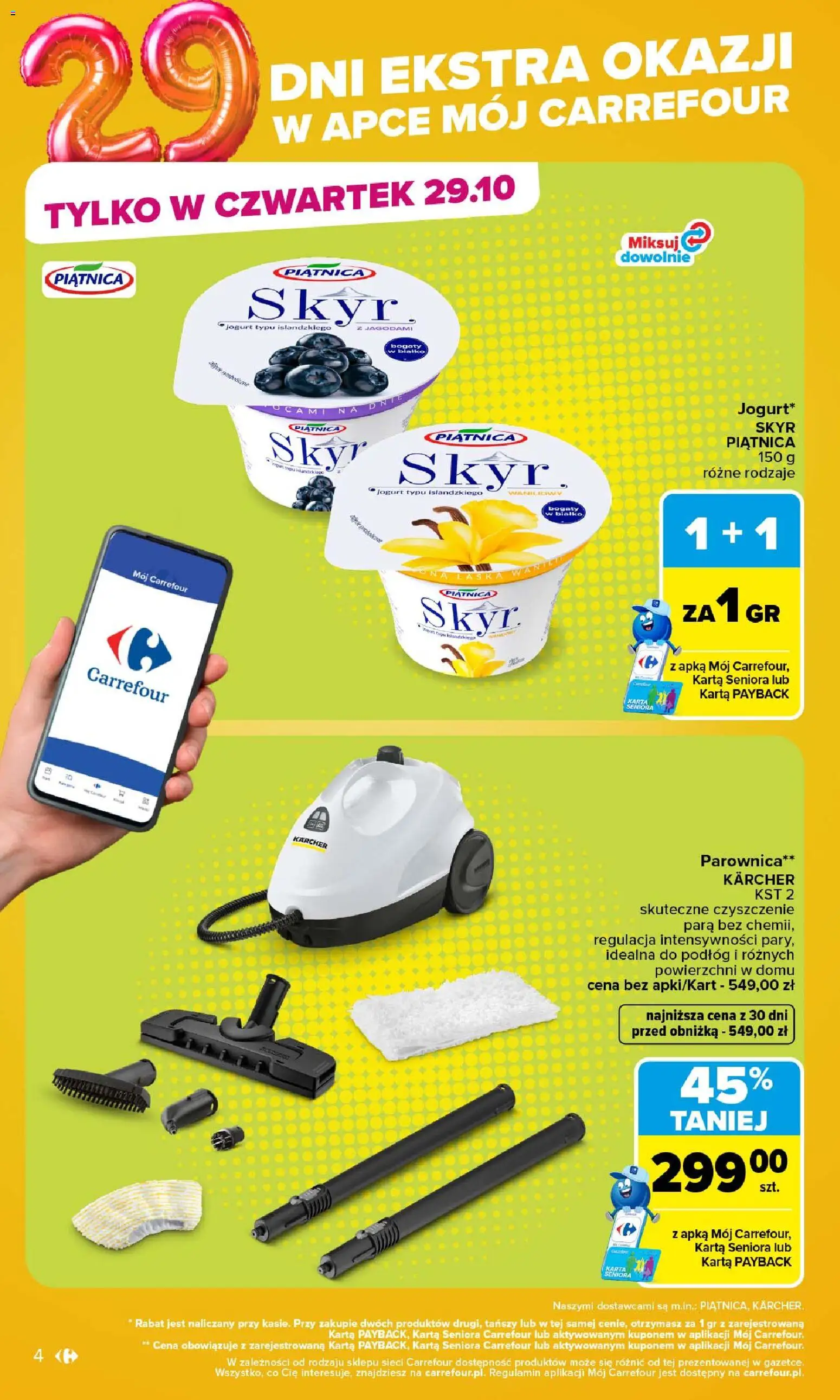 Pogląd gazetki "Carrefour gazetka - Market" ze sklepu Carrefour ważnej od 26.10.2026 - Parownica, Skyr, Karta, Piątnica, Jogurt, Skyr piątnica, Jogurt typu islandzkiego