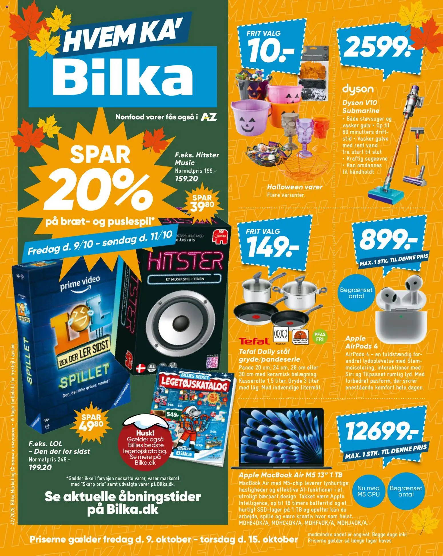 Eksempel på tilbudsavis Bilka - Tilbudsavis - Nonfood fra butik Bilka gyldig fra 09/10/2026 - Airpods, Støvsuger, Video, Søm