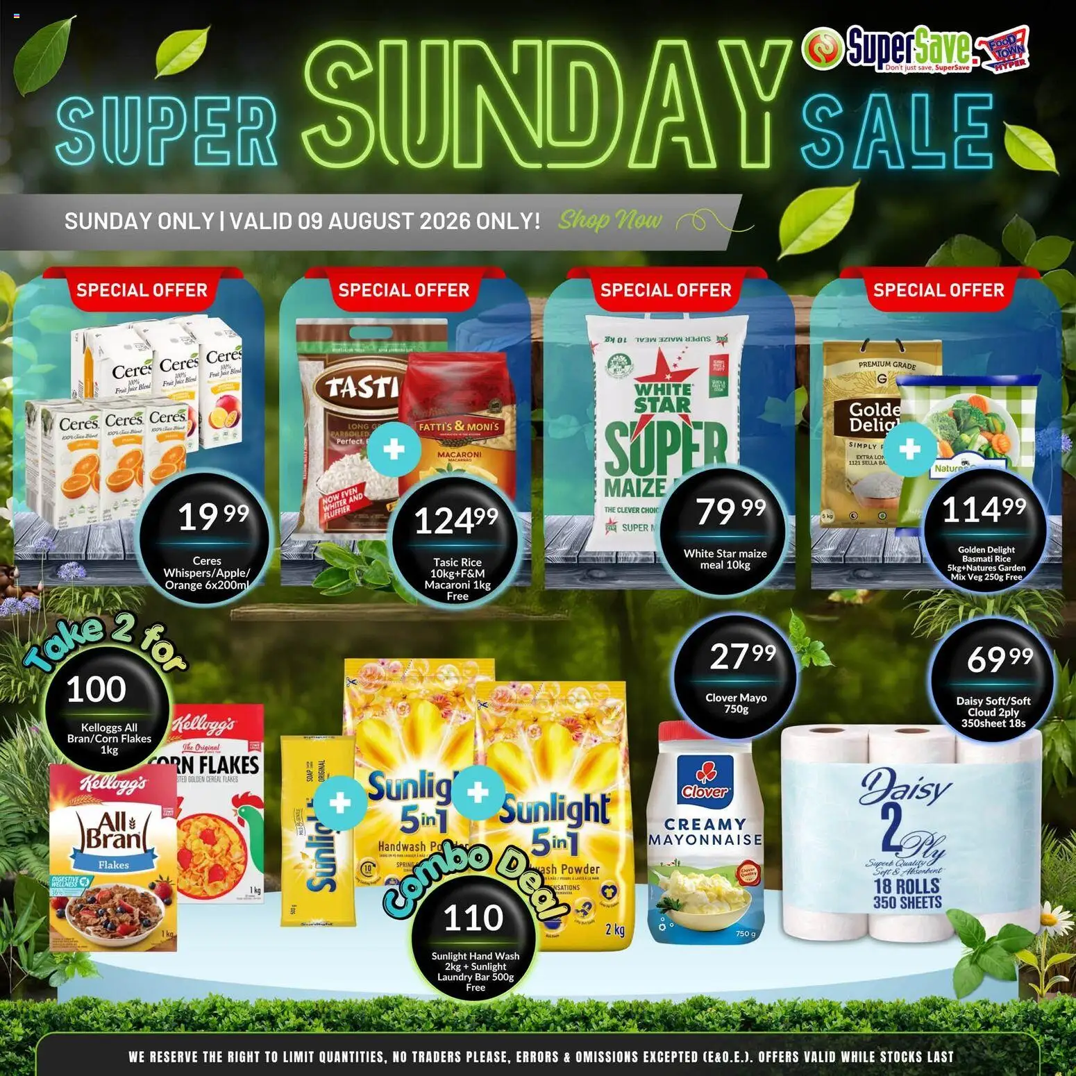 Preview of Super Save flyer valid from 09/08/2026 - Juice, Corn, Rice, Mayonnaise, Corn flakes, Handwash, Powder, Flakes