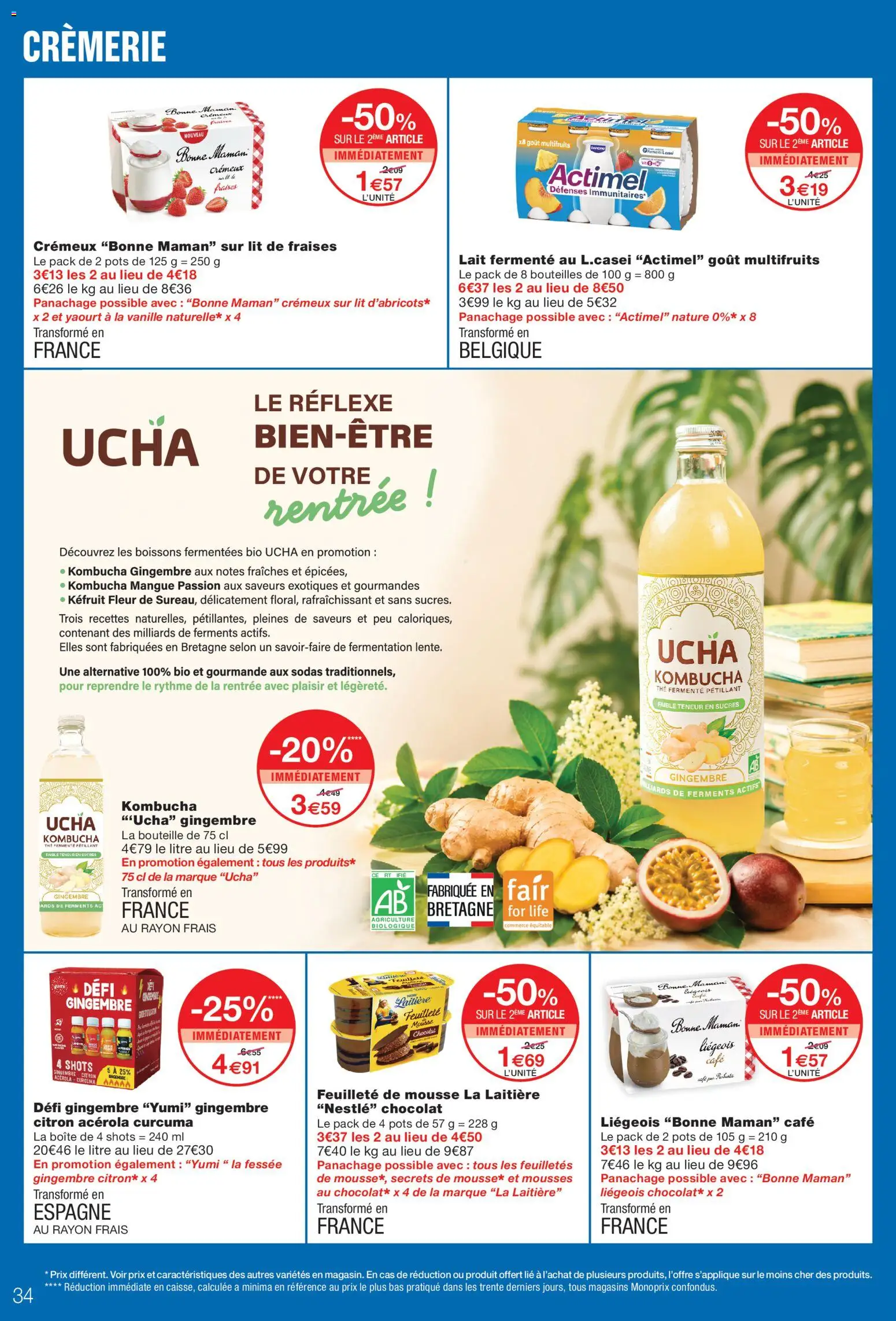 Prévisualisation de Monoprix catalogue du magasin Monoprix formulaire valide 08/09/2026 - Lit, Chocolat, Gingembre, Thé, Bouteille, Bonne Maman, Lait fermenté, Boissons
