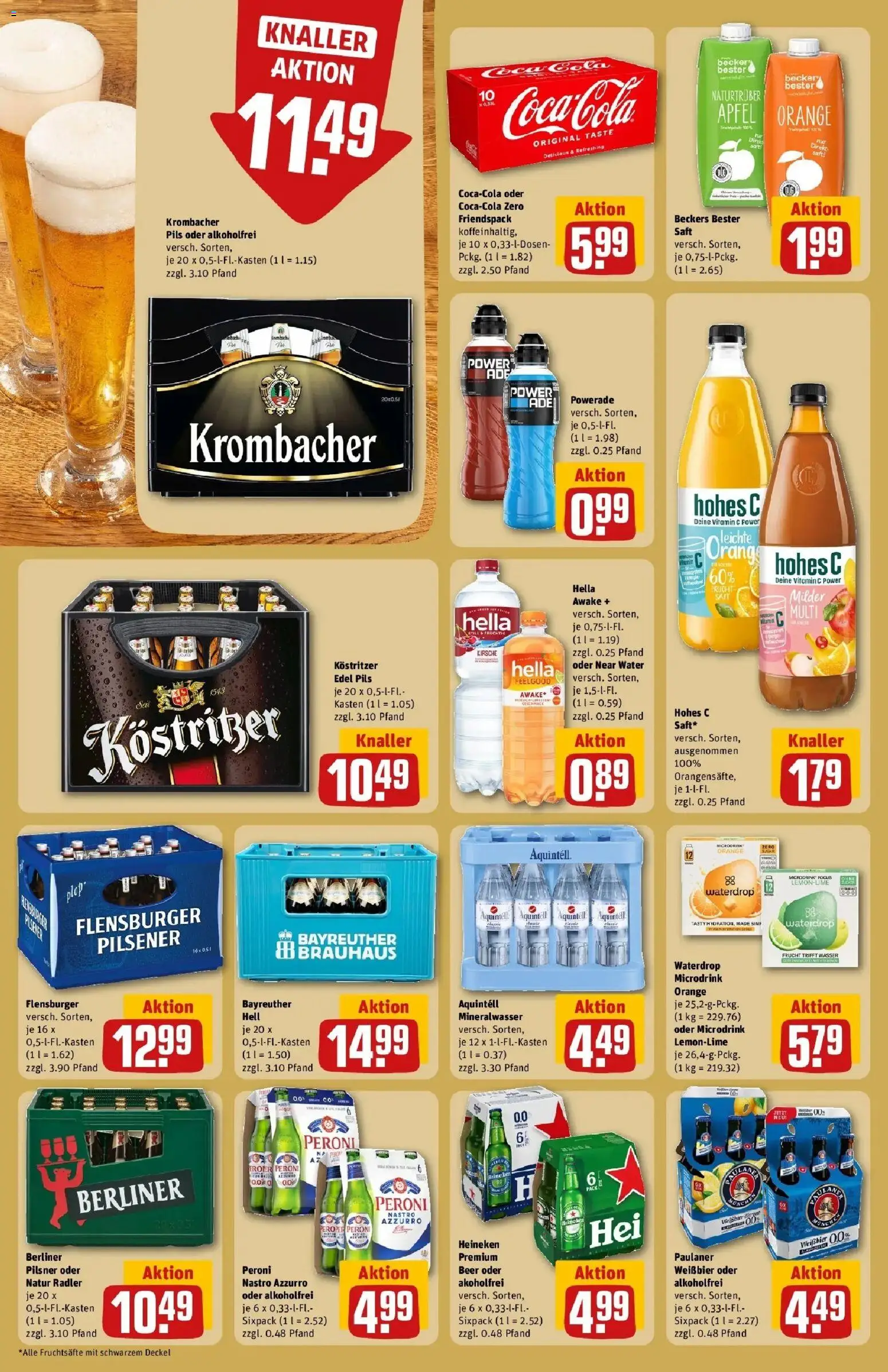 Vorschau von dem Prospekt des Geschäftes Rewe, gültig ab dem 02.03.2026 - Wasser, Heineken, Paulaner, Hella, Radler, Bayreuther hell, Weißbier, Kostritzer