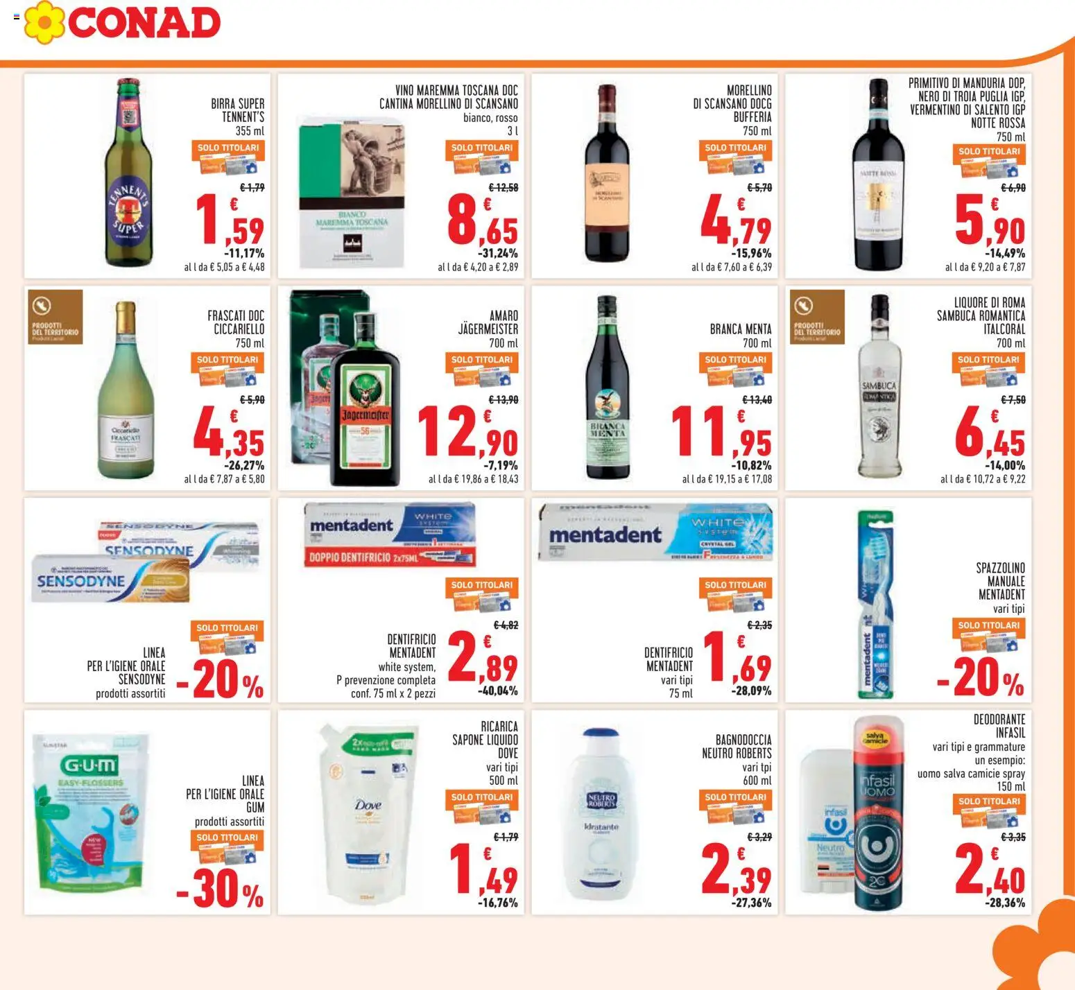 Anteprima dell'opuscolo Conad volantino dal negozio Conad valido da 21/10/2026 - Vino, Doccia, Tennent's, Menta, Liquore, Sapone, Spazzolino, Jägermeister