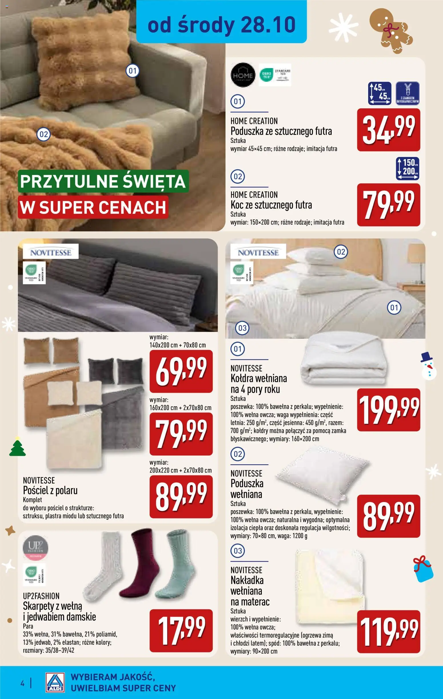 Pogląd gazetki "Aldi gazetka - Katalog prezentowy" ze sklepu Aldi ważnej od 28.10.2026 - Waga, Pościel, Materac, Poduszka, Koc, Kołdra, Skarpety