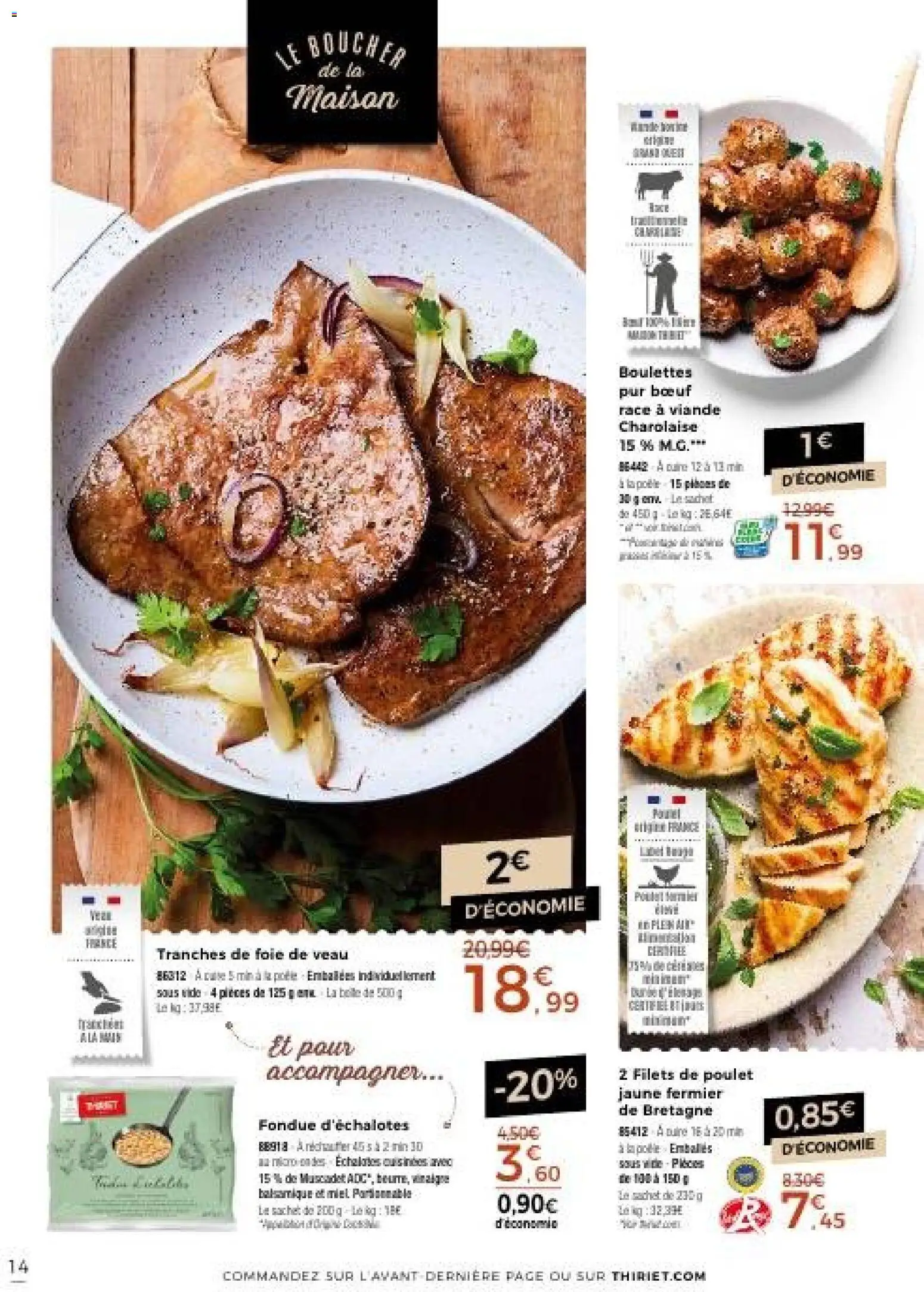 Prévisualisation de Thiriet catalogue livraison à domicile du magasin Thiriet formulaire valide 23/10/2026 - Poulet, Miel, Foie, Viande, Échalotes, Filets de poulet, Vinaigre, Foie de veau